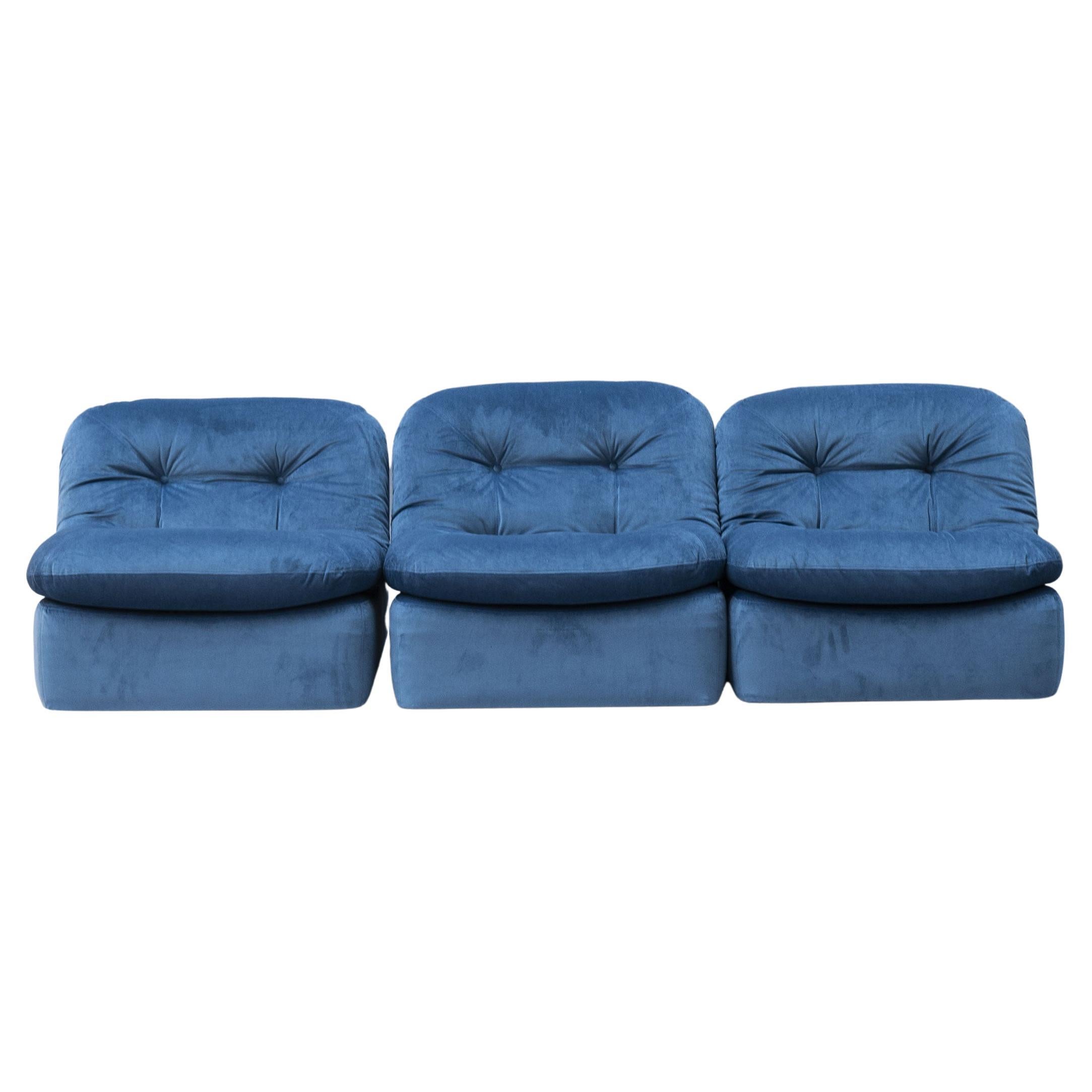Mid-Century Set of 3 Lounge Chairs/Modular sofa, Italy 1970s For Sale