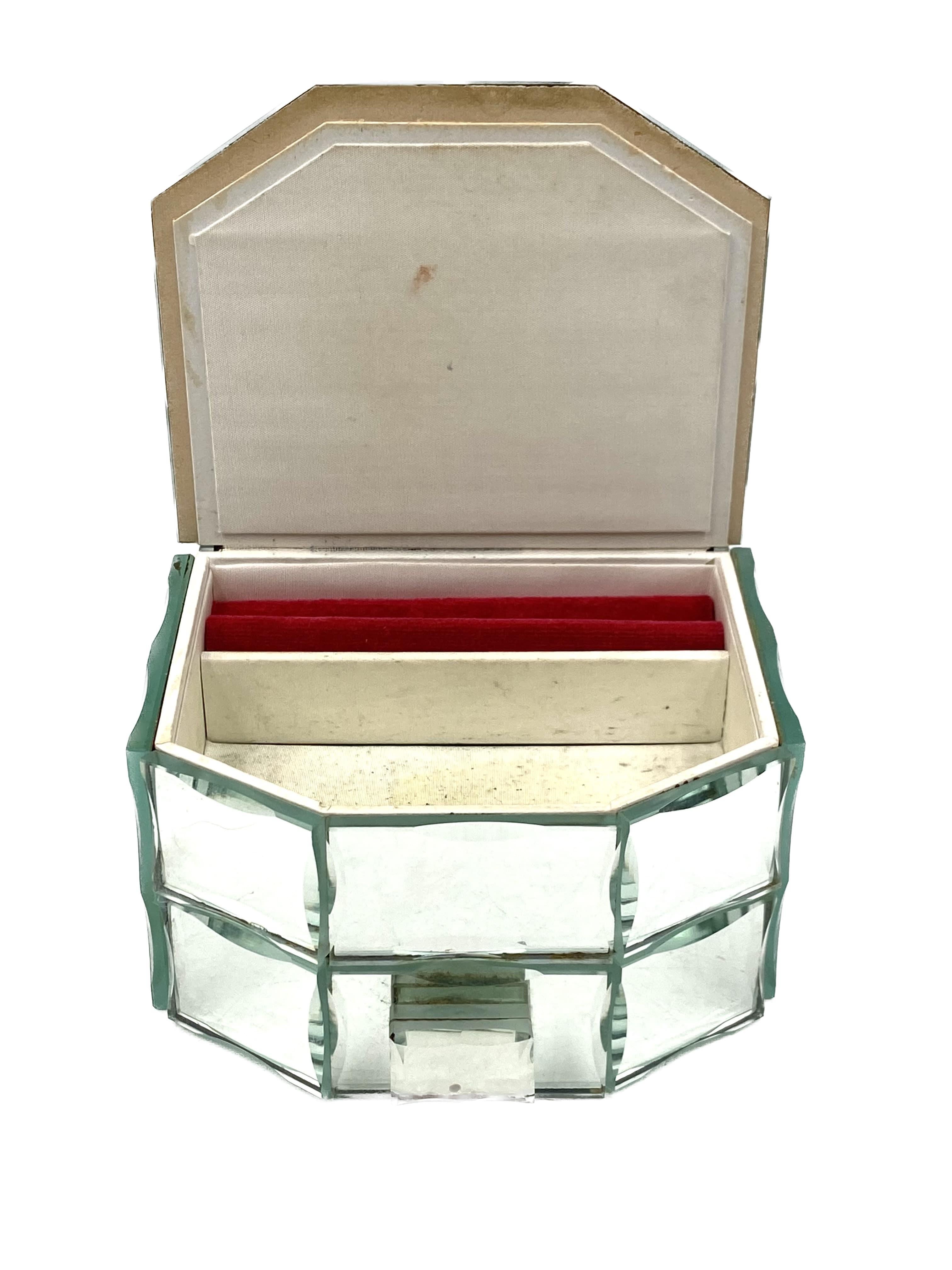 Midcentury Set of 3 Mirrored Jewelry Boxes, France, 1940s For Sale 6
