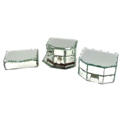 Used Midcentury Set of 3 Mirrored Jewelry Boxes, France, 1940s