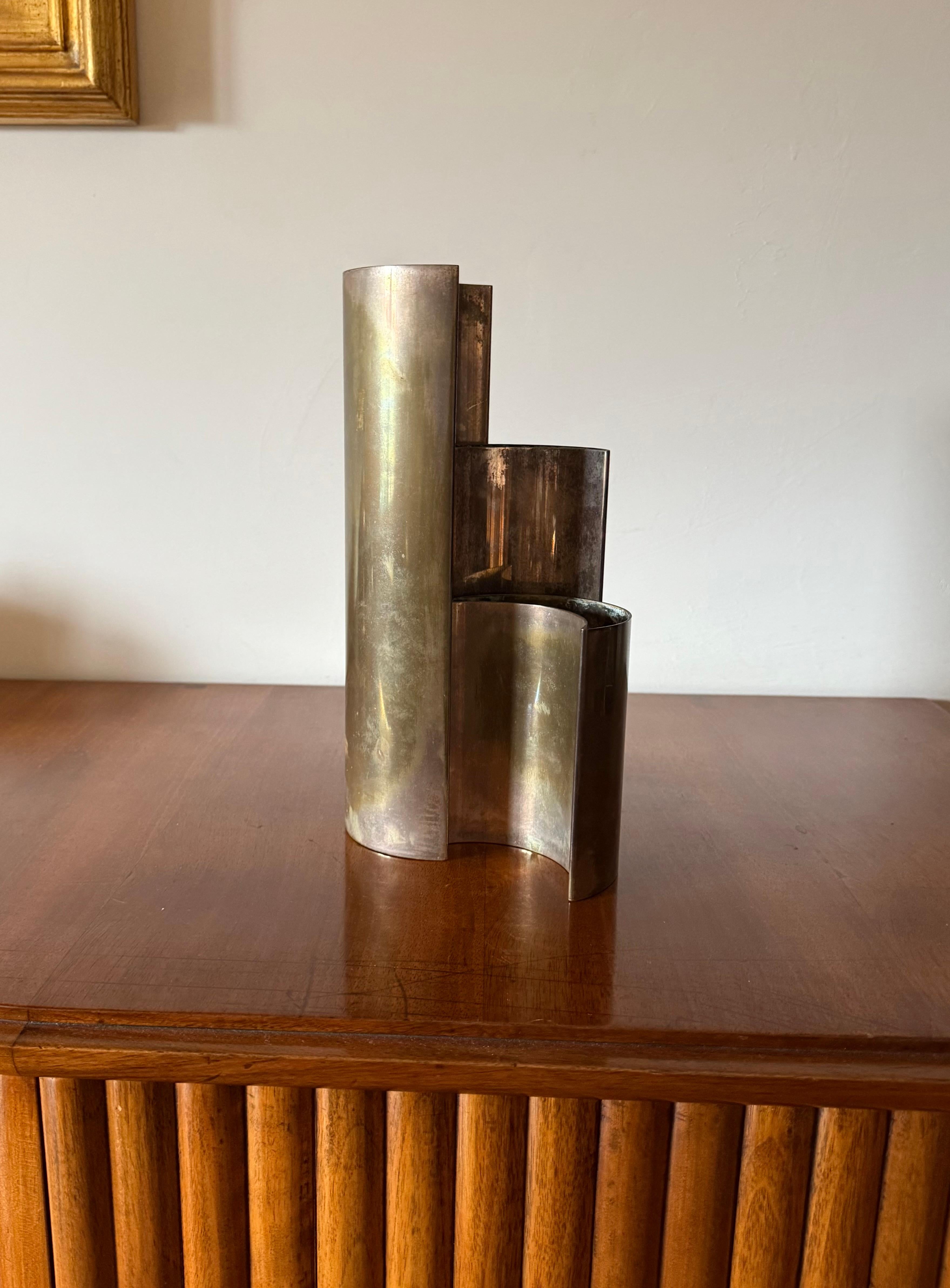 Satz von 3 versilberten Vasen aus der Mitte des Jahrhunderts, GiBi Italien 1970er im Zustand „Hervorragend“ im Angebot in Firenze, IT