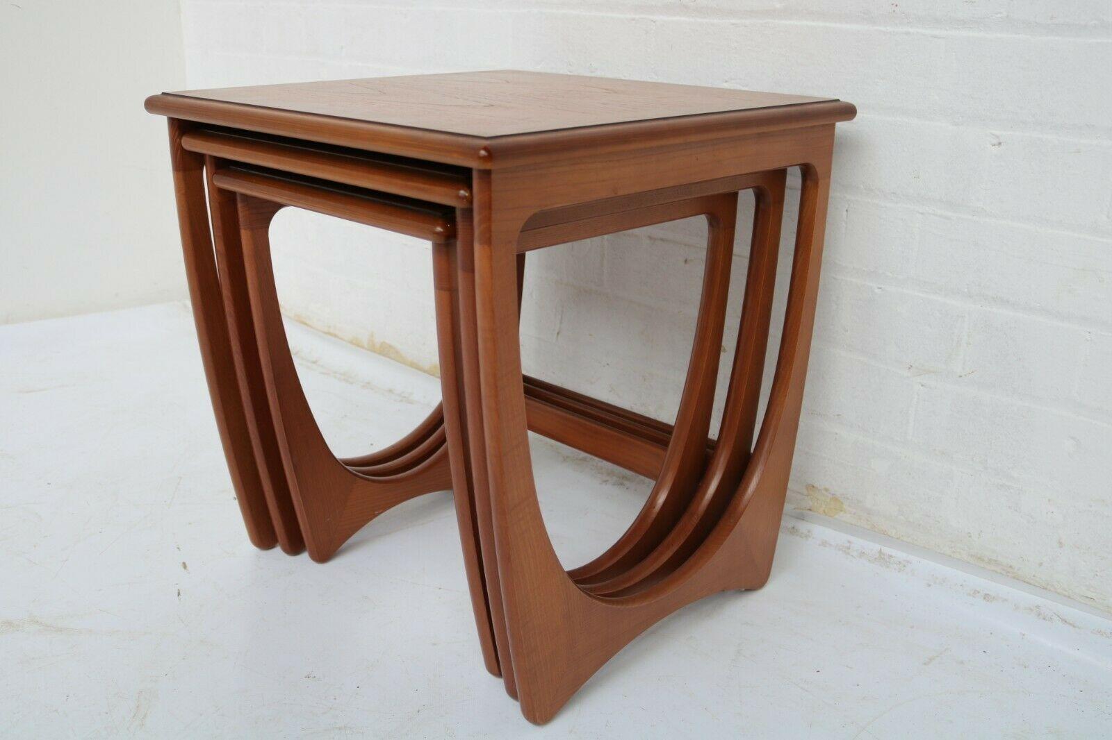 Polished Mid-Century Set of 3 Teak Nesting Tables Mod. Astro by Victor Wilkins for G Plan