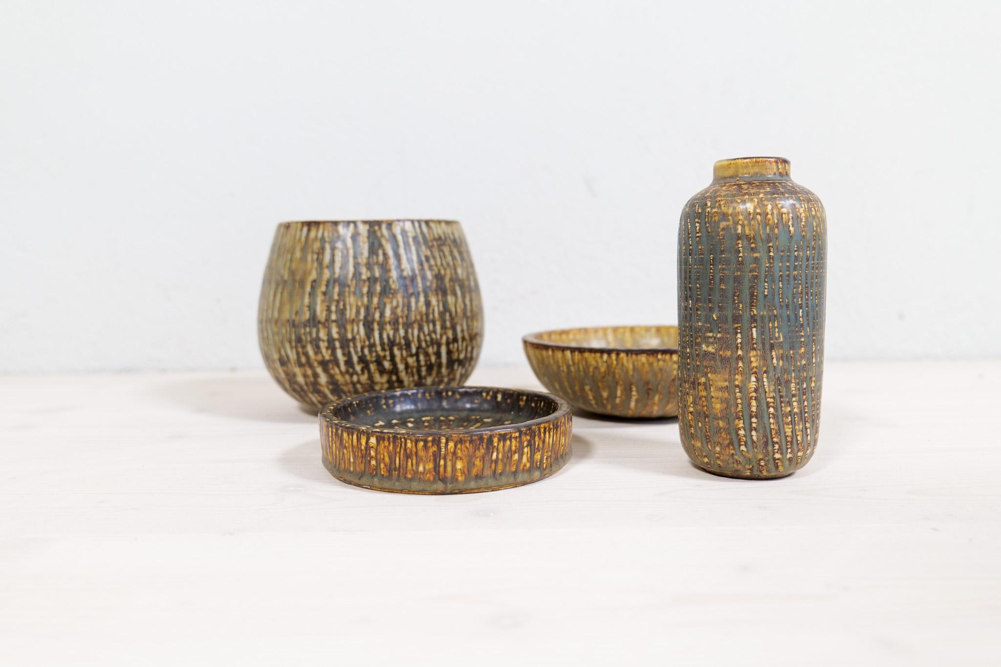 Midcentury Modern Set of 4 Ceramic Pieces Rubus Gunnar Nylund Rörstrand, Sweden For Sale 2