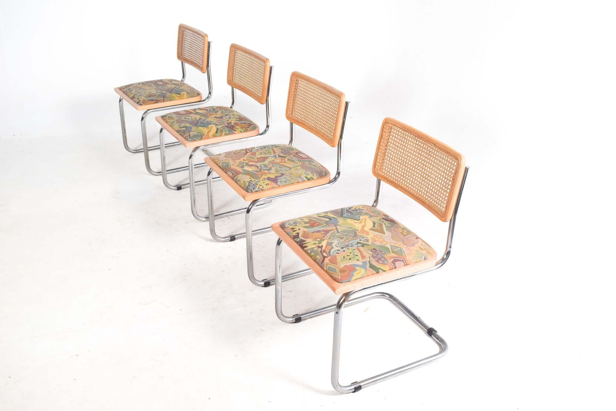 Italian Mid-Century Set of 4 Cesca Dining Chairs by Marcel Breuer for Knoll For Sale