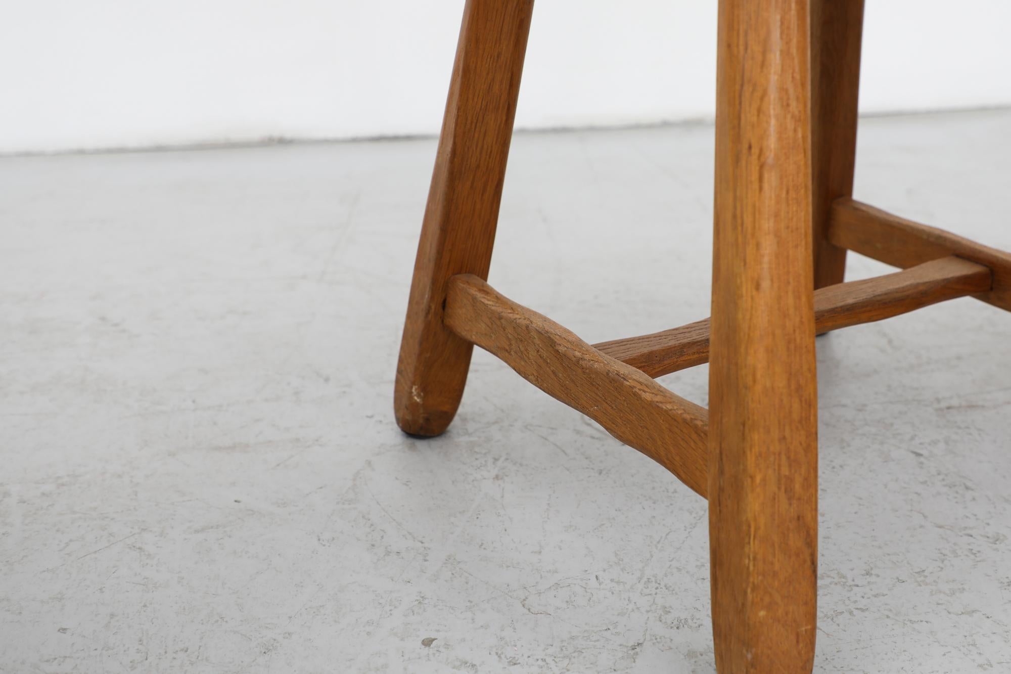 Mid-Century Set of 4 Heavy Oak De Puydt High Back Brutalist Dining Chairs For Sale 7