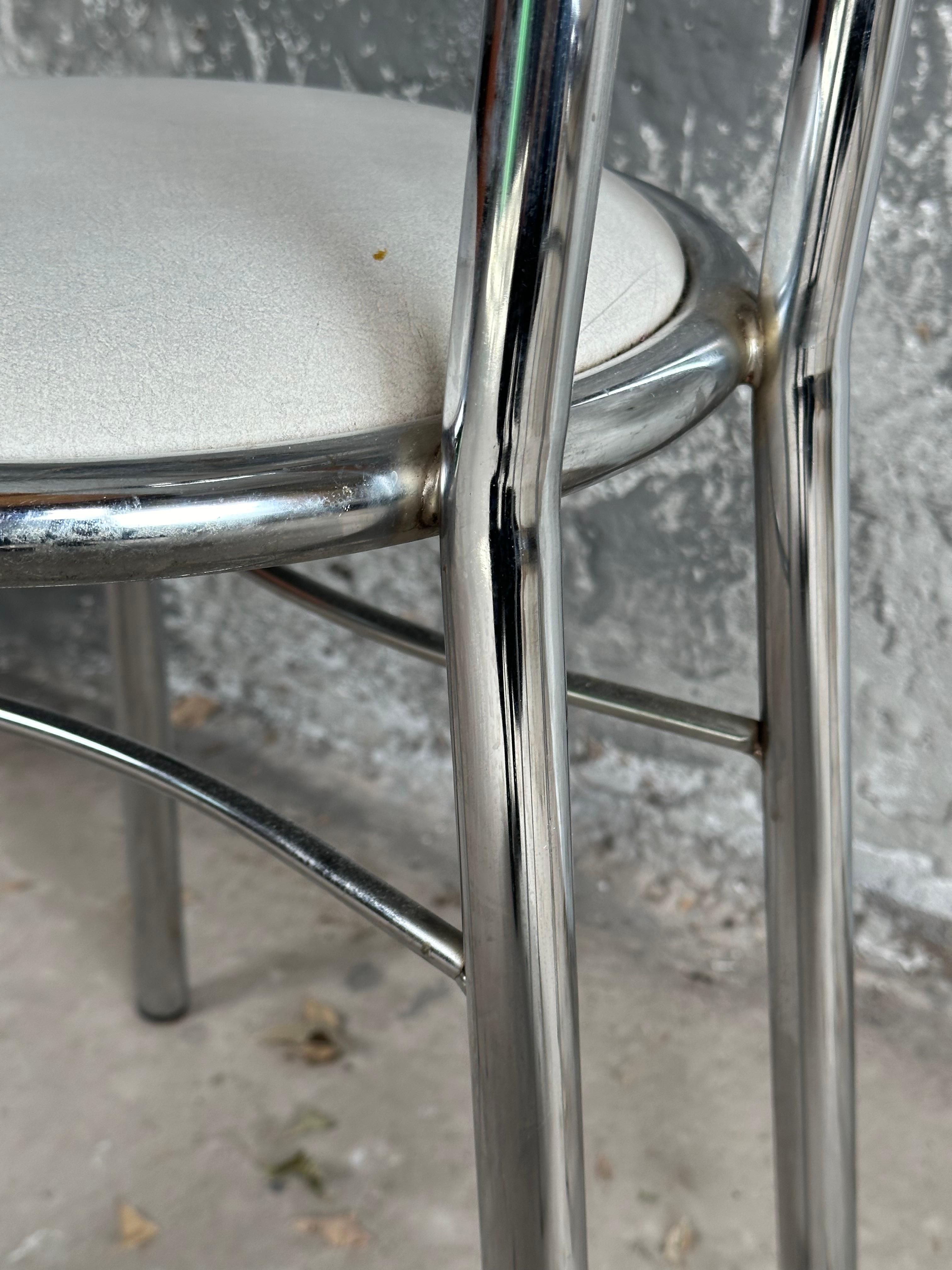 Mid-Century Set of 4 Dining Kitchen Chairs, Vinyl Chrome, Italy 1960s For Sale 10