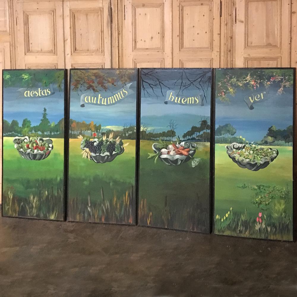 Aesthetic Movement Mid-Century set of 4 Large Scale Four Seasons Paintings For Sale