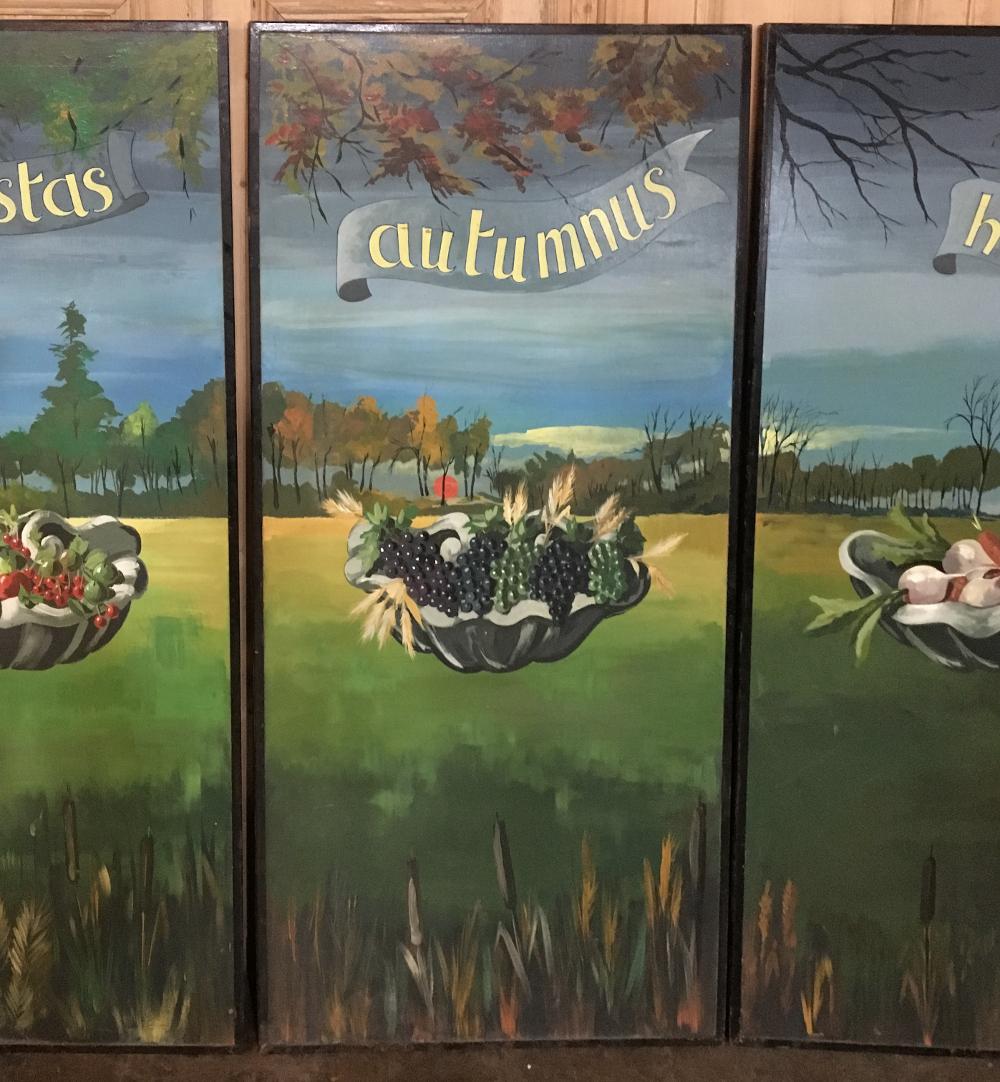 Mid-Century set of 4 Large Scale Four Seasons Paintings In Good Condition For Sale In Dallas, TX