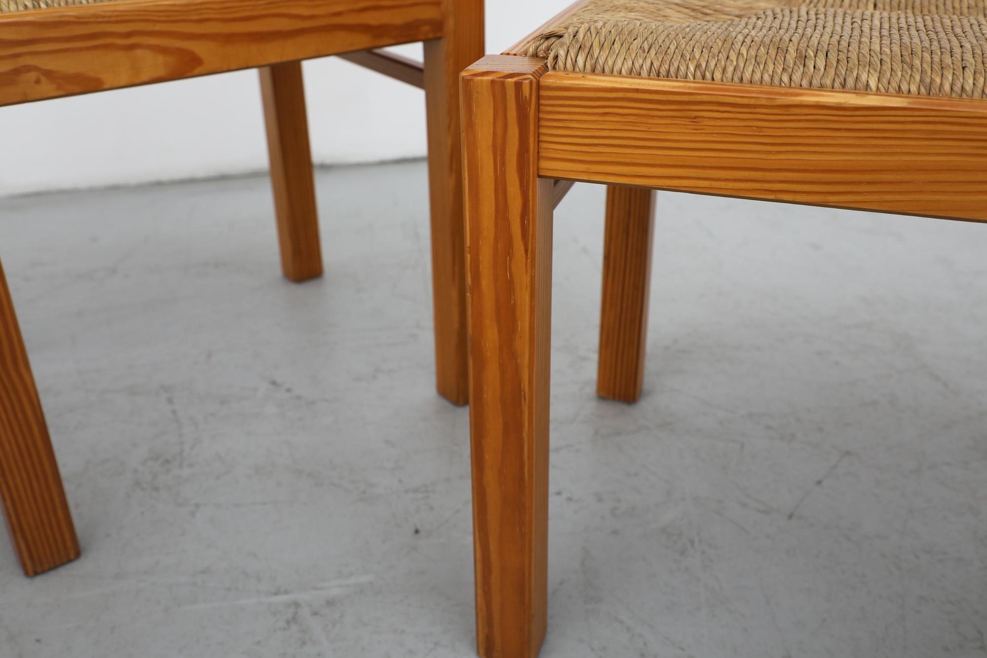Rush Mid-Century Set of 4 Magistretti Style Pine Dining Chairs by Martin Visser