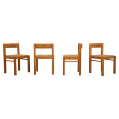Mid-Century Set of 4 Magistretti Style Pine Dining Chairs by Martin Visser