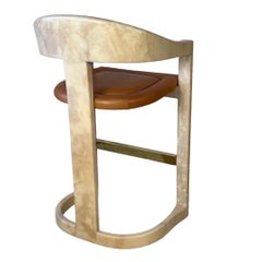 Mid-Century Set of 4 Onassis Bar Stools by Karl Springer