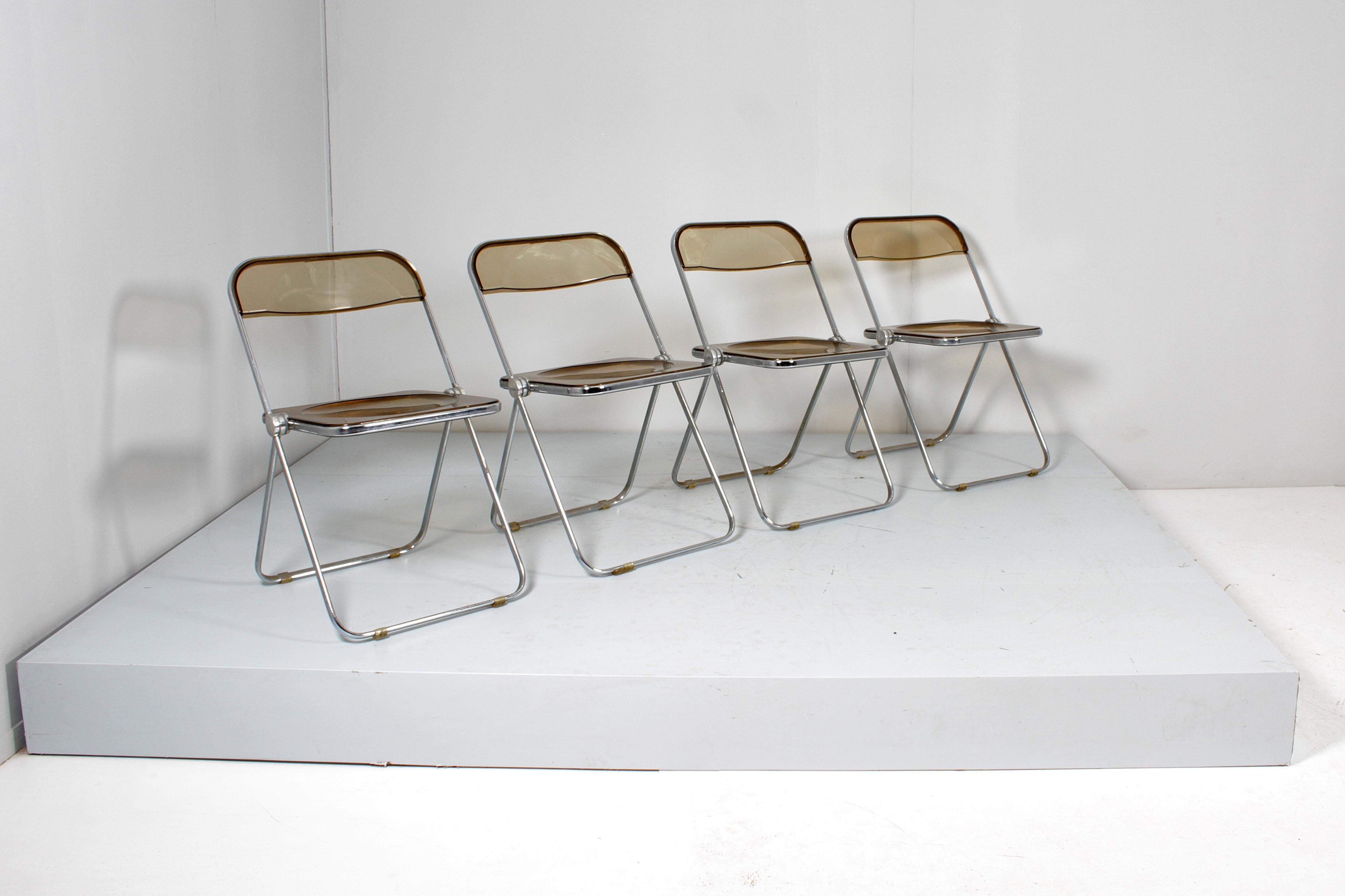 Ensemble de 4 chaiseslia de G. Piretti pour Anonima Castelli, Italie, années 1970 Bon état - En vente à Palermo, IT