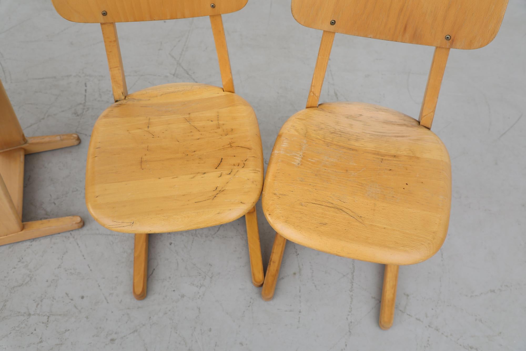 Mid Century Set of 4 Solid Oak Casala Chairs 3