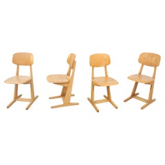Vintage Mid Century Set of 4 Solid Oak Casala Chairs