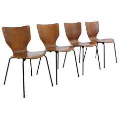 Midcentury Set of 4 Stacking Teak Chairs by Mücke & Melder, Germany, 1950s