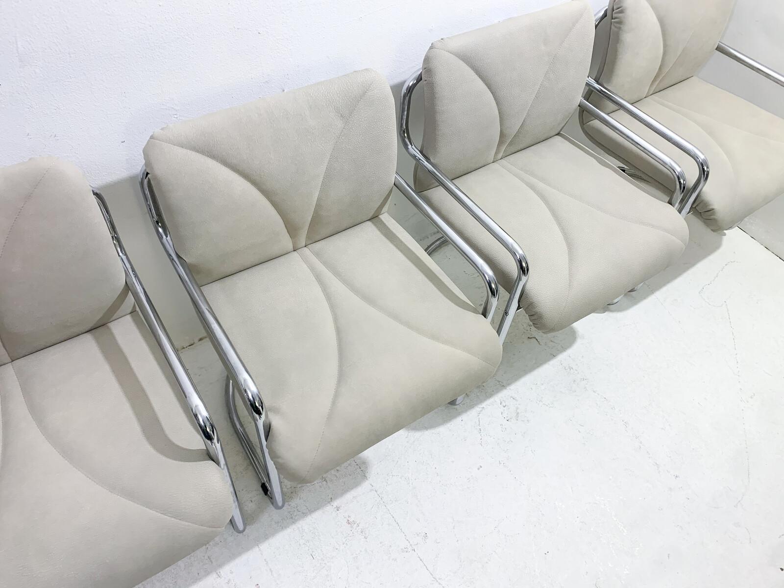 Mid-Century Set of 4 Tubular Armchairs by Guido Faleschini, Italy, 1970s For Sale 3