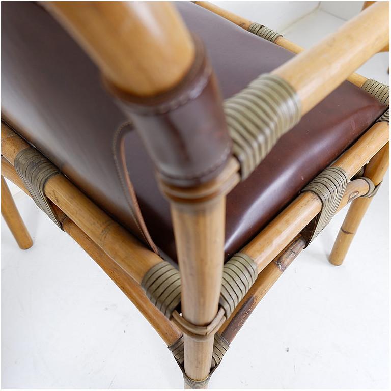 Leather Mid Century Set of 4 Vintage Safari Armchairs For Sale