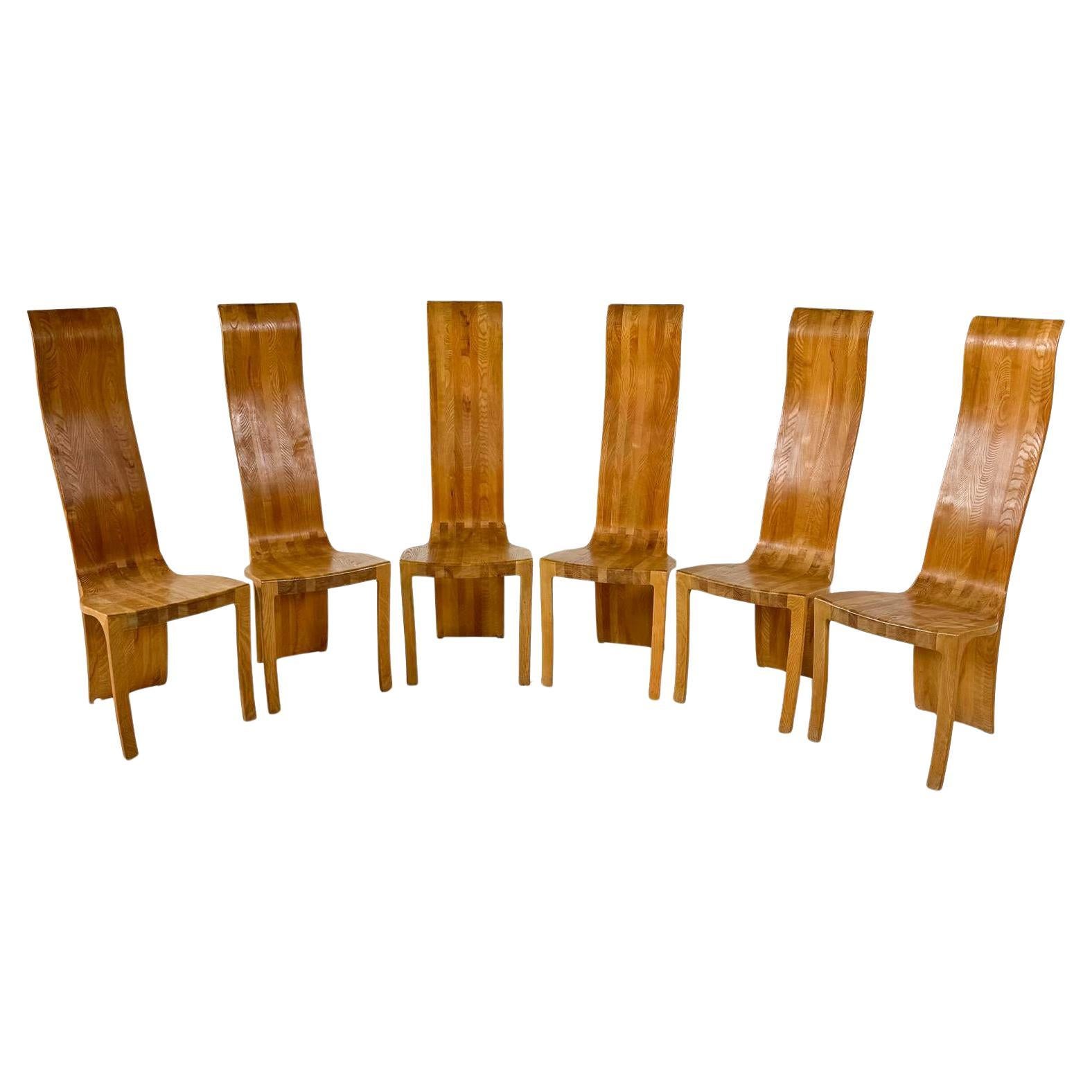 Mid-Century Set of 6 Ash Dining Chairs by Walter Nielsen, 1970s For Sale