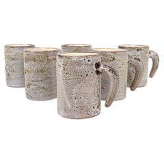 Midcentury Set of 6 Ceramic Mugs by Francis & Josette Bonaudi for Vallauris