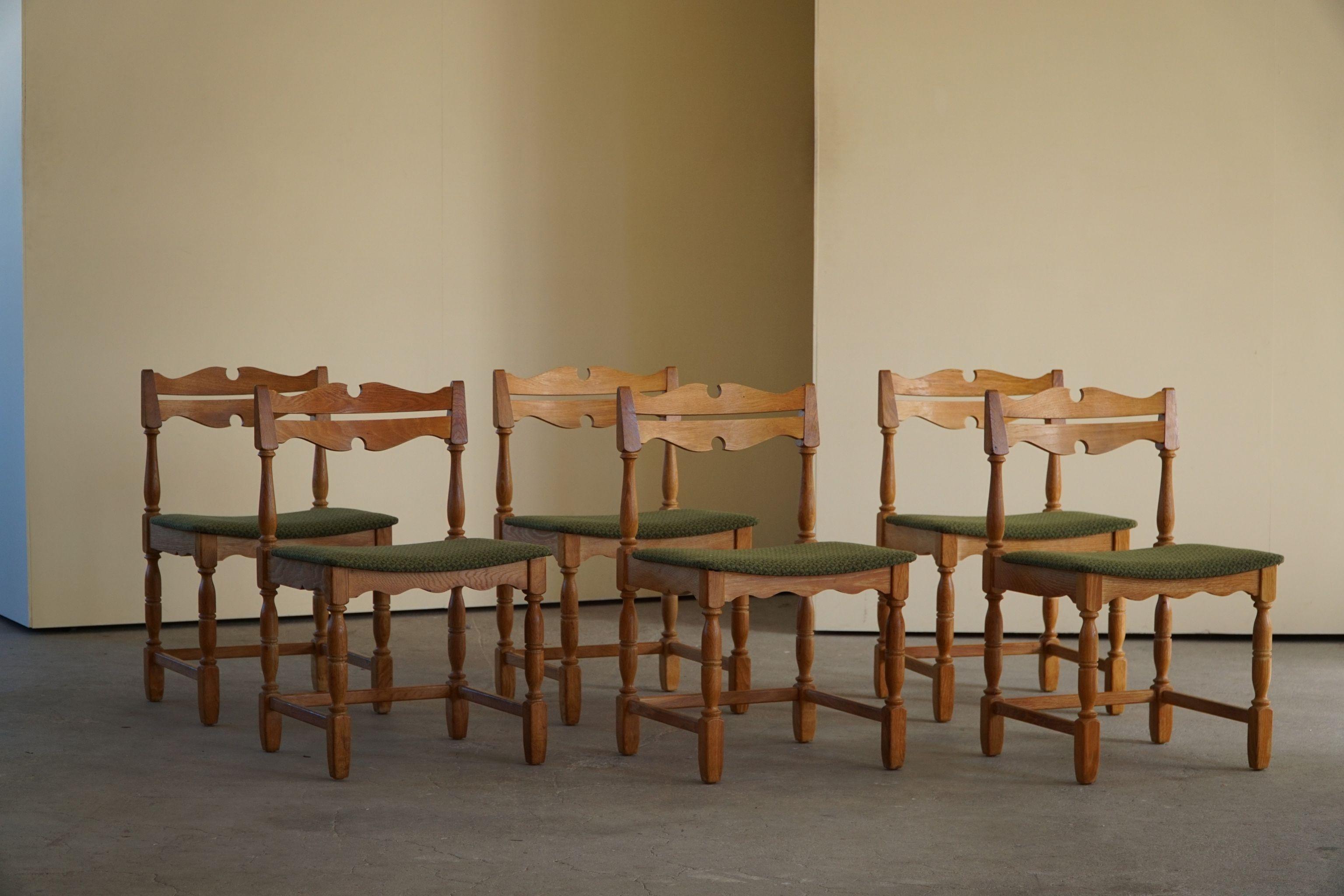 Mid-Century, Set of 6 Dining Chairs in Solid Oak by a Danish Cabinetmaker, 1950s 7