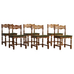 Mid-Century, Set of 6 Dining Chairs in Solid Oak by a Danish Cabinetmaker, 1950s