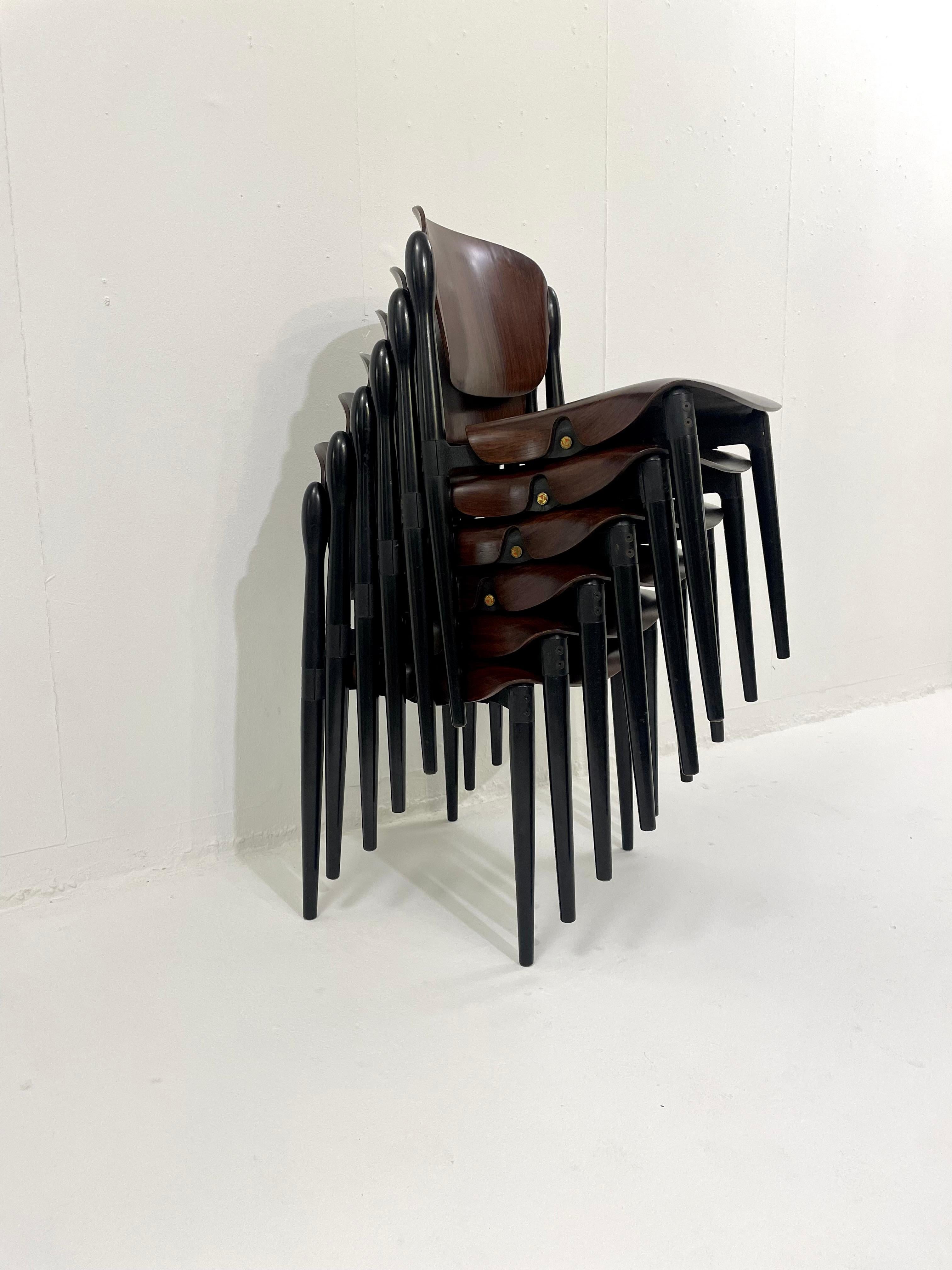Mid-Century Set of 6 Eugenio Gerli Chairs S83, Tecno, Italy, 1962 For Sale 3