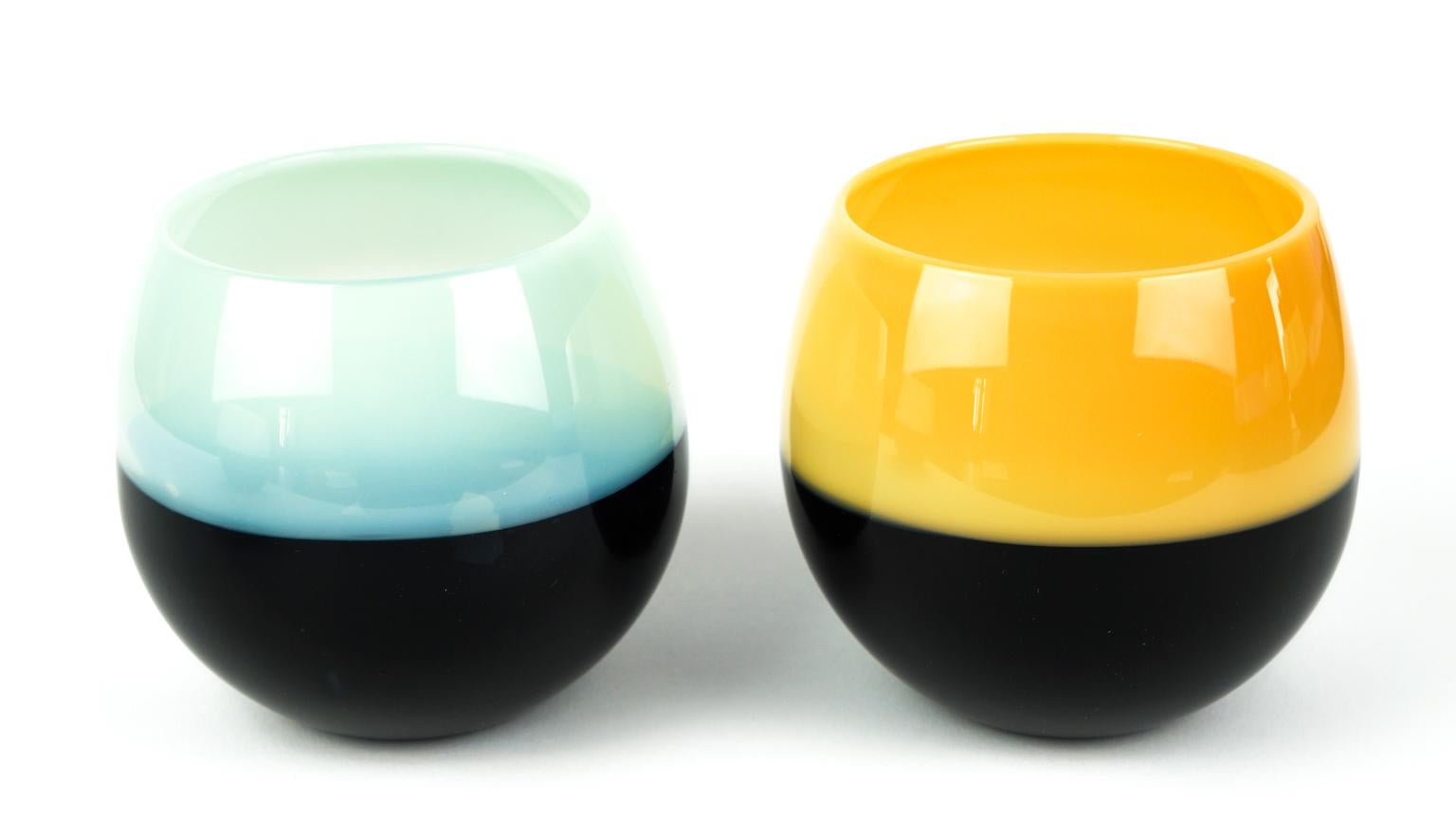 Mid-Century moderno Set di 6 bicchieri da bere colorati di Murano 