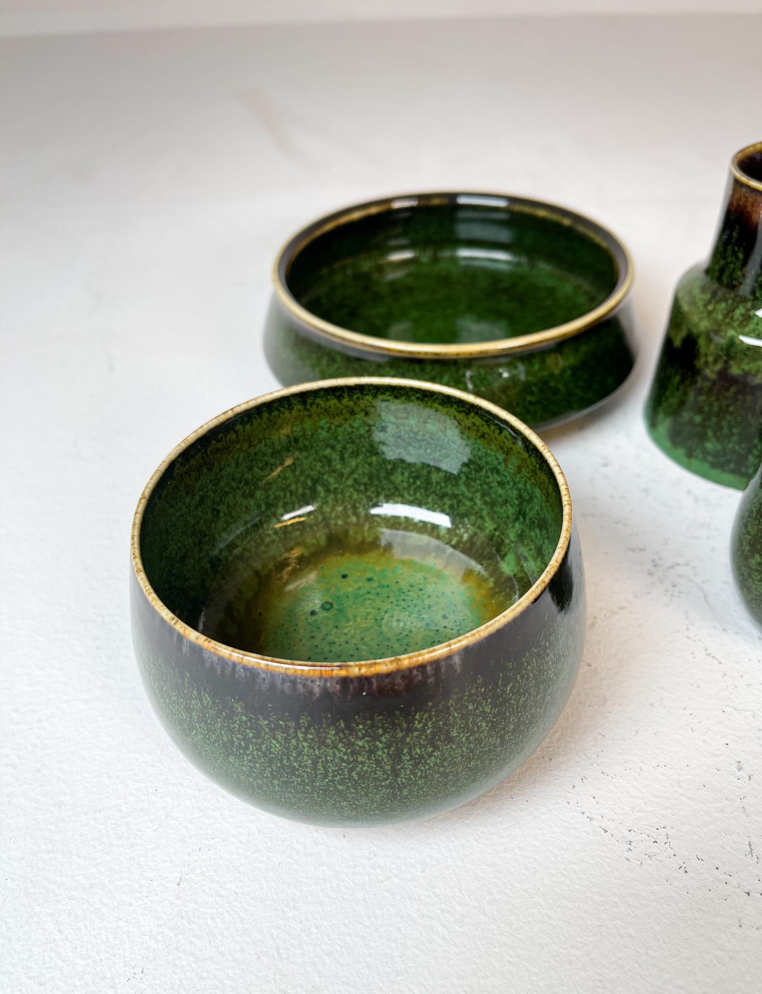 Mid-Century Set of 6 Green Ceramic Vasels Rörstrand Carl-Harry Stålhane, Sweden 3