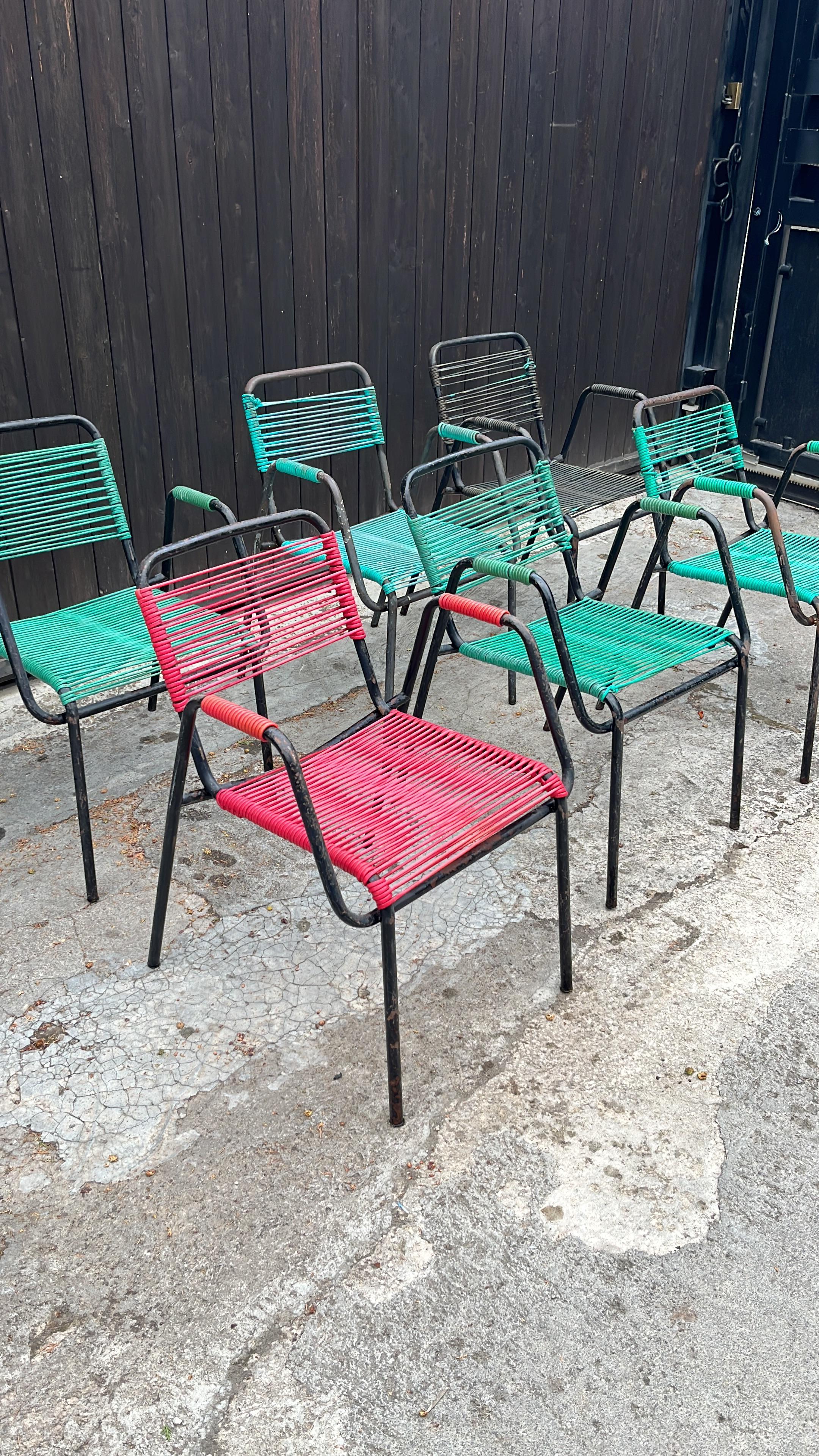 Set di 6 sedie da bar italiane di metà secolo, anni '60 In condizioni buone in vendita a Palermo, IT