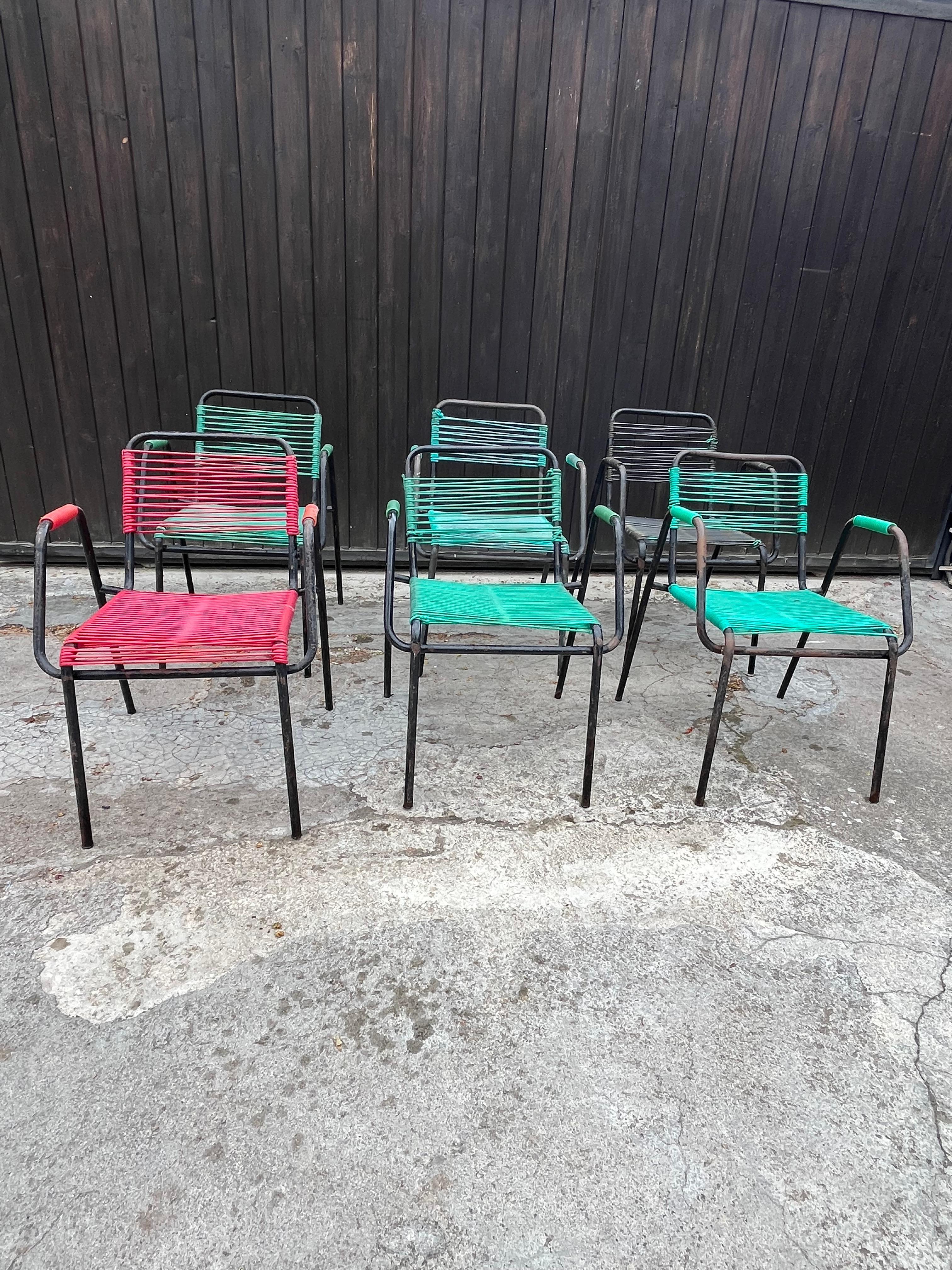 Metà XX secolo Set di 6 sedie da bar italiane di metà secolo, anni '60 in vendita
