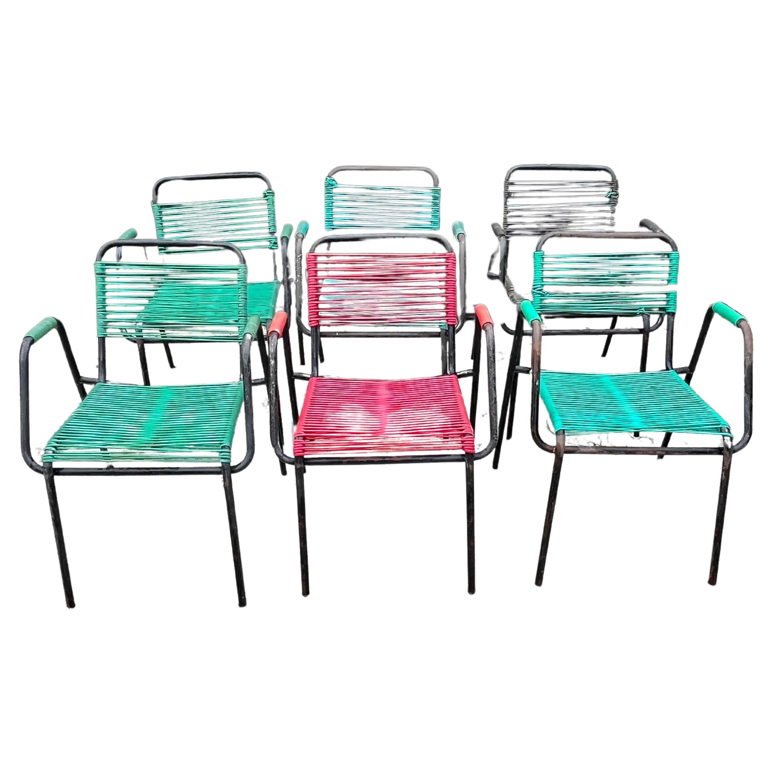 Mid-Century Set Of 6 Italian Bar Chairs, 1960s