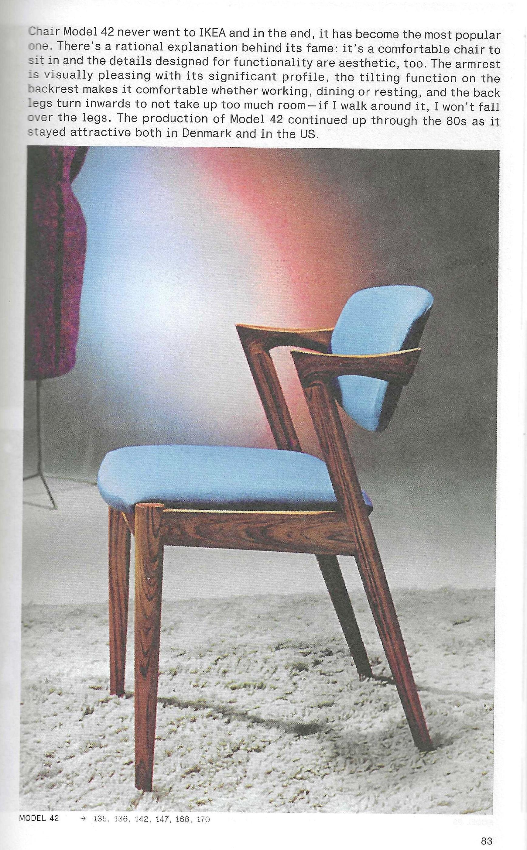Mid Century Set of 6 Kai Kristiansen Rosewood Model 42 Dining Chairs, 1960's 5