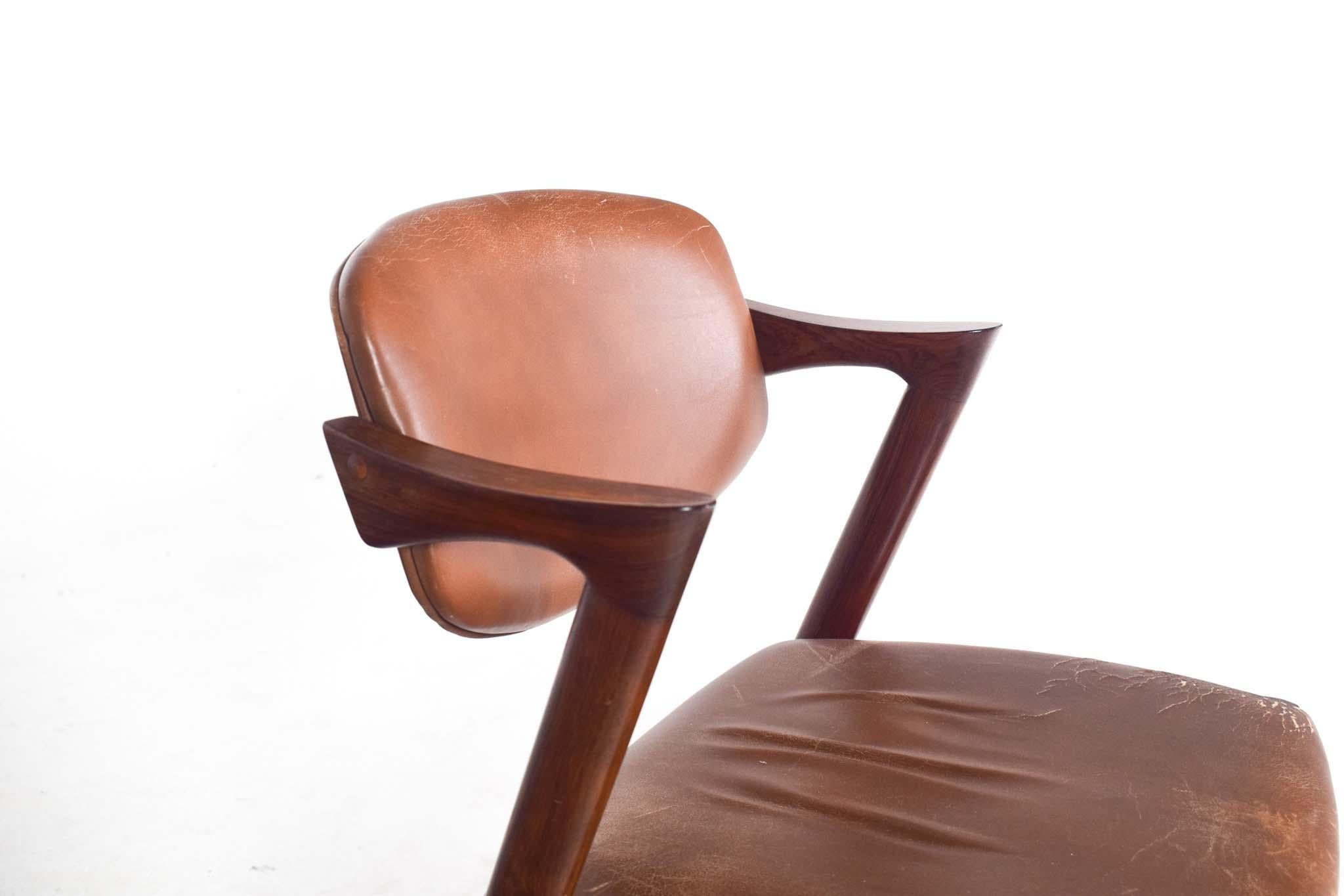 Mid Century Set of 6 Kai Kristiansen Rosewood Model 42 Dining Chairs, 1960's 3