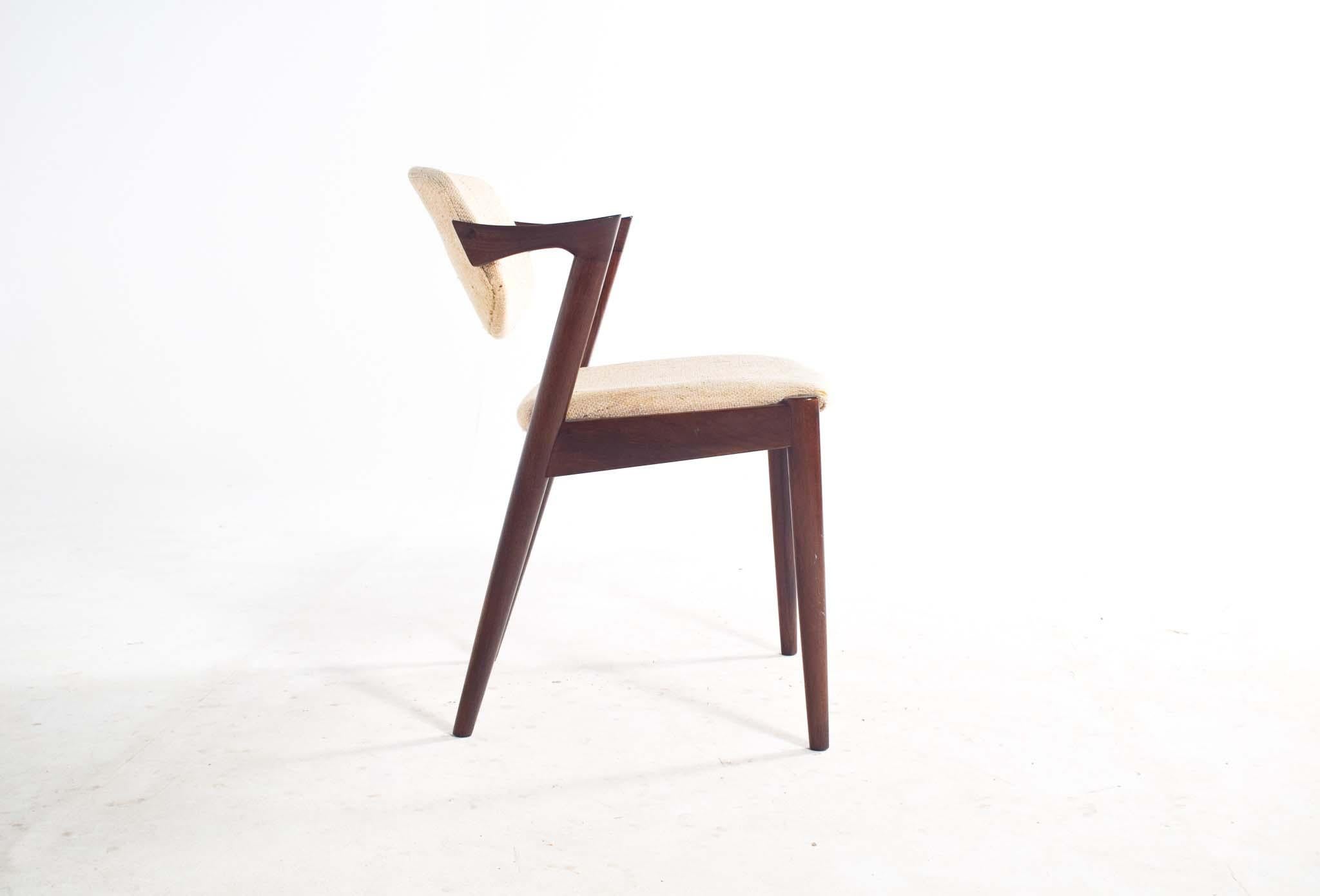 Danese Set di 6 sedie da pranzo Kai Kristiansen modello 42 in legno di palissandro del Mid Century