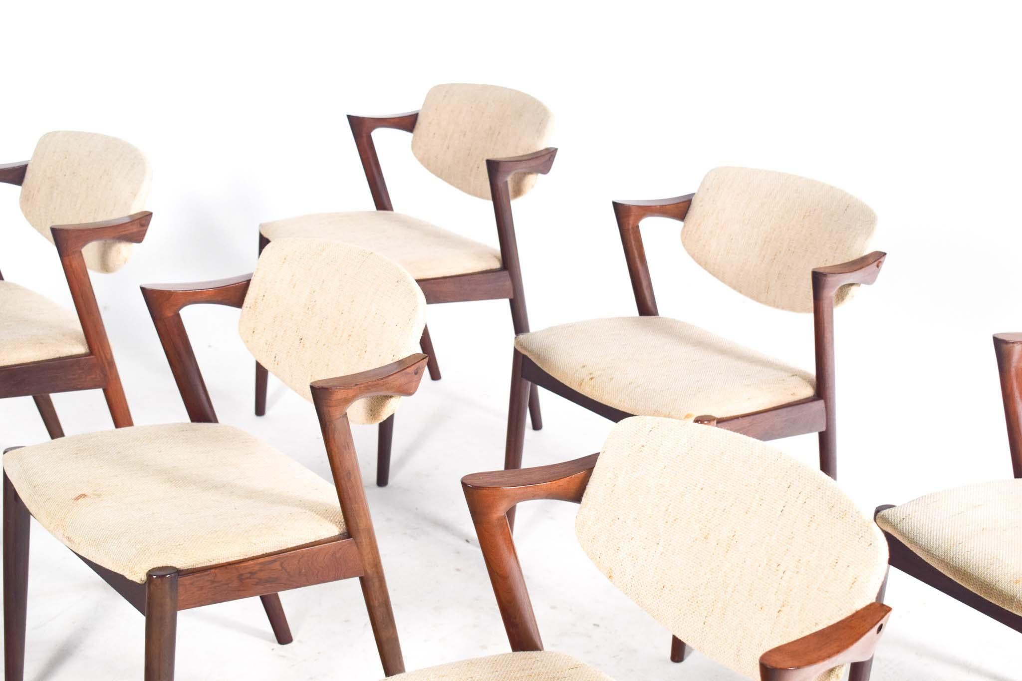 Set di 6 sedie da pranzo Kai Kristiansen modello 42 in legno di palissandro del Mid Century 2