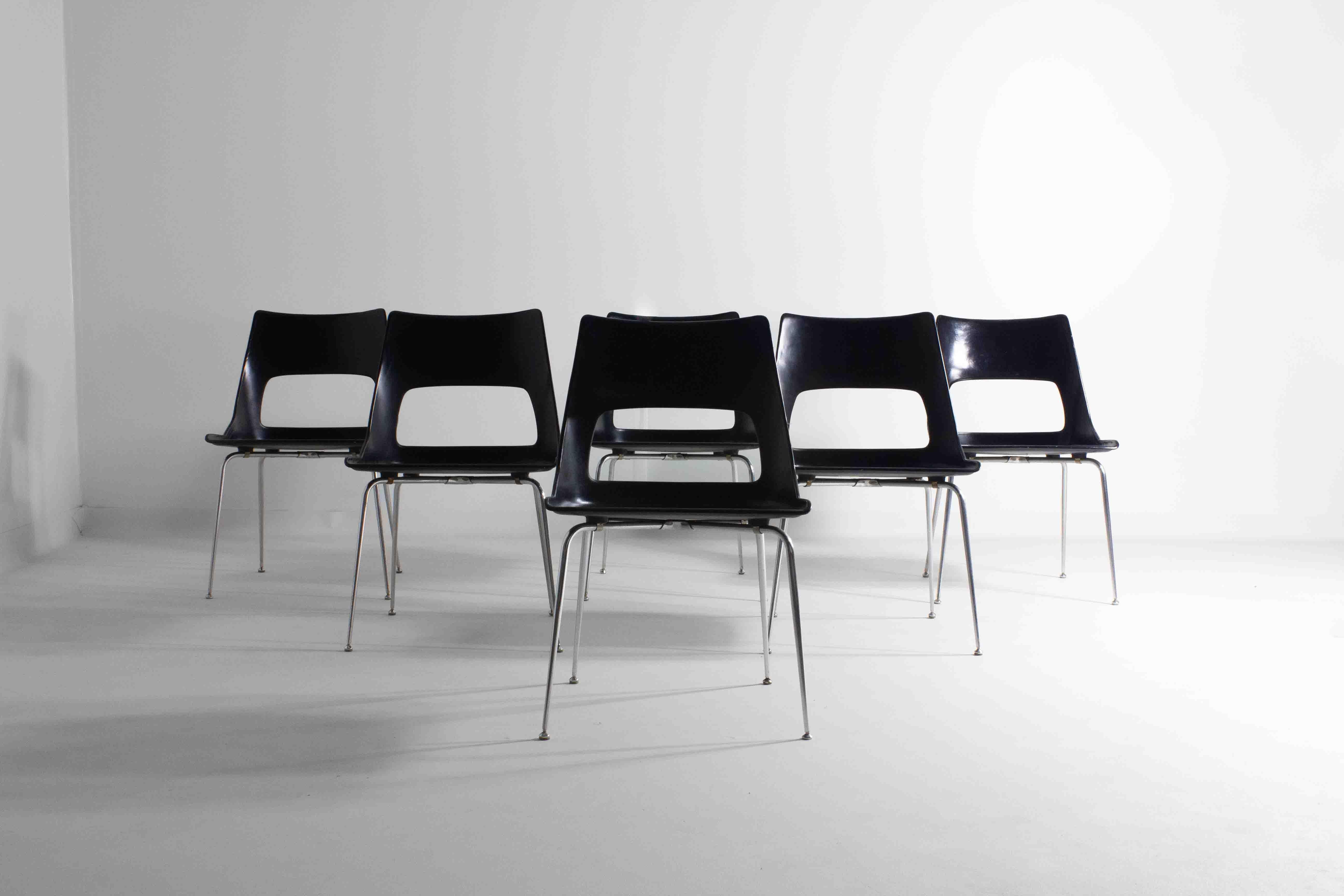 Mid-Century Modern Ensemble de 6 chaises Kay Korbing pour Fibrex, Danemark, années 1960 en vente