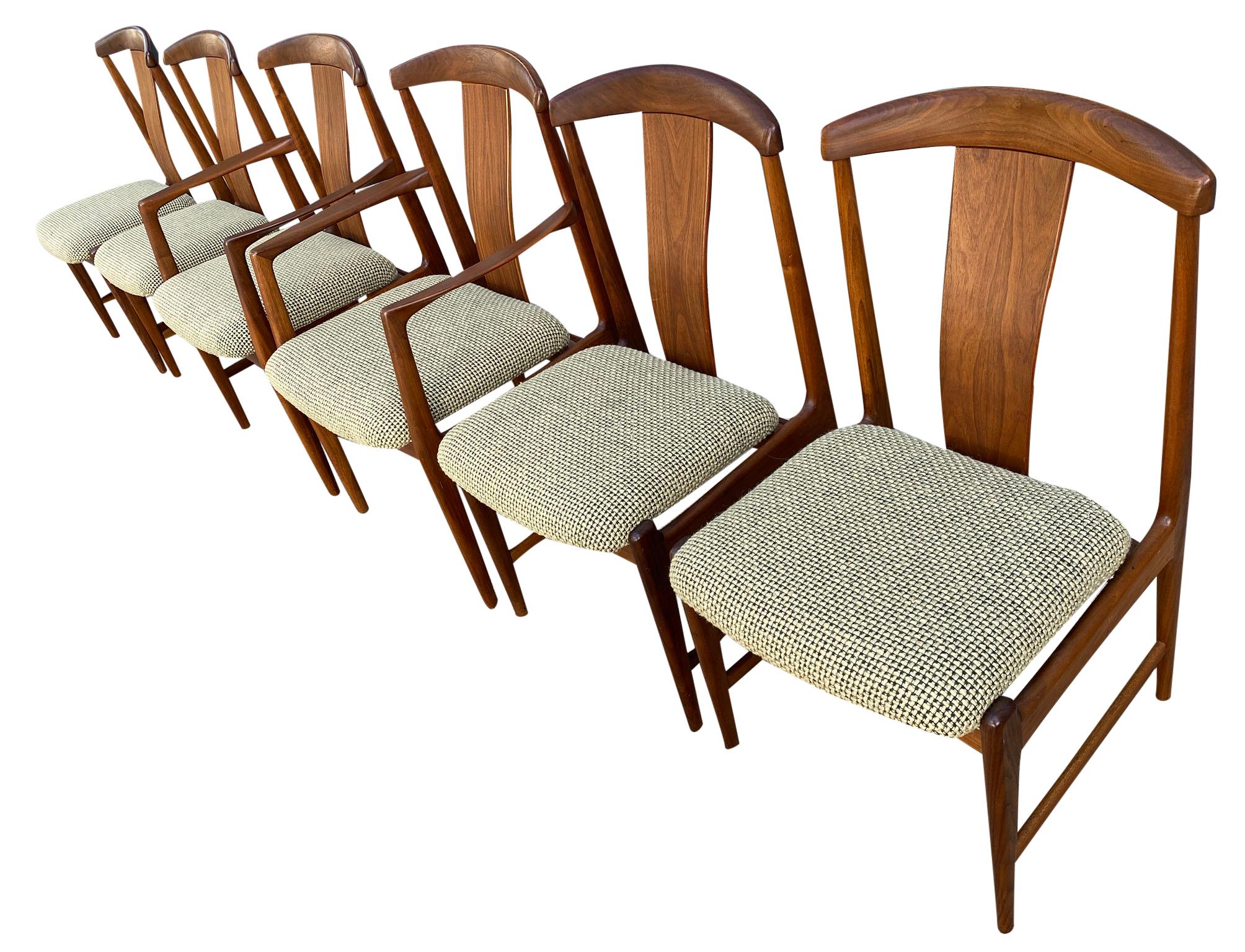 Swedish Midcentury Set of 6 Teak Dining Chairs by Folke Ohlsson for DUX