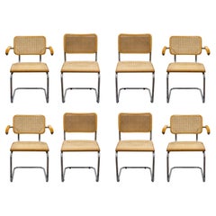 Mid Century Set of 8 Breuer Cantilever Cane and Chrome Arm and Side Chairs