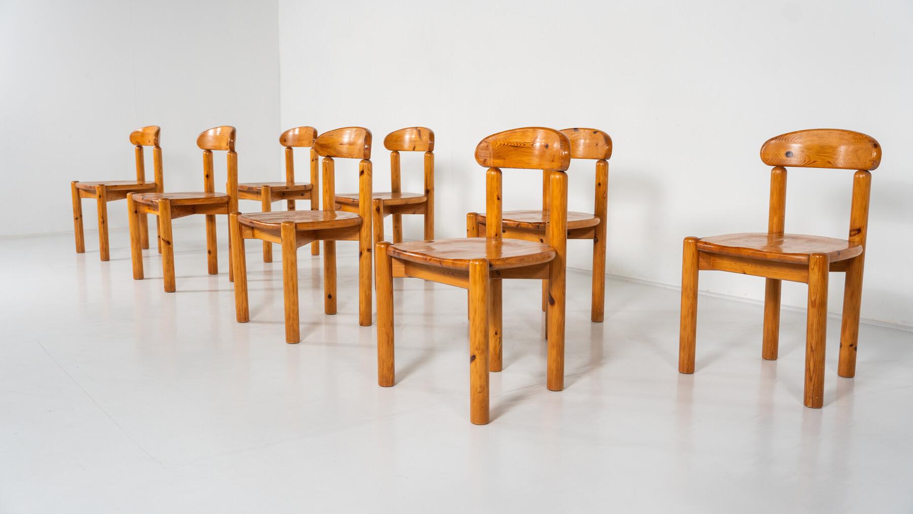 Set aus 8 Pitchpin-Stühlen von Rainer Daumiller aus der Mitte des Jahrhunderts, 1970er Jahre im Zustand „Gut“ im Angebot in Brussels, BE