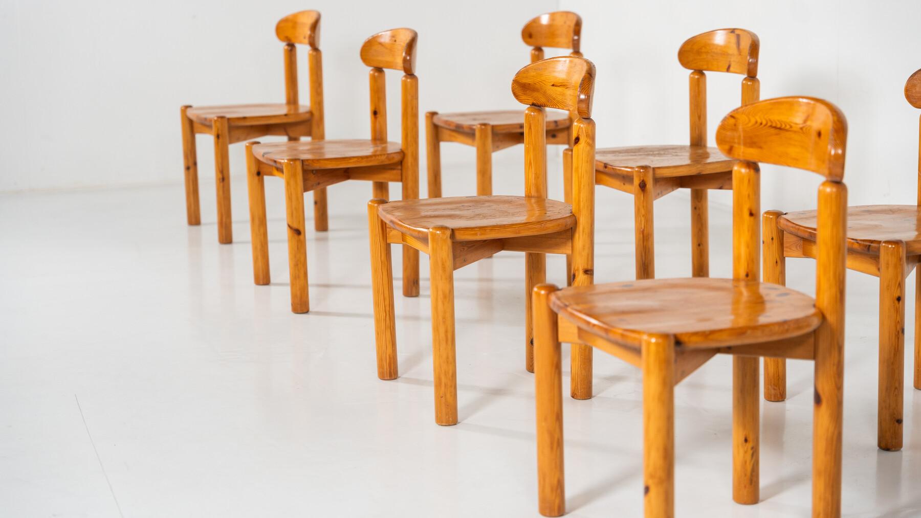Set aus 8 Pitchpin-Stühlen von Rainer Daumiller aus der Mitte des Jahrhunderts, 1970er Jahre im Angebot 1