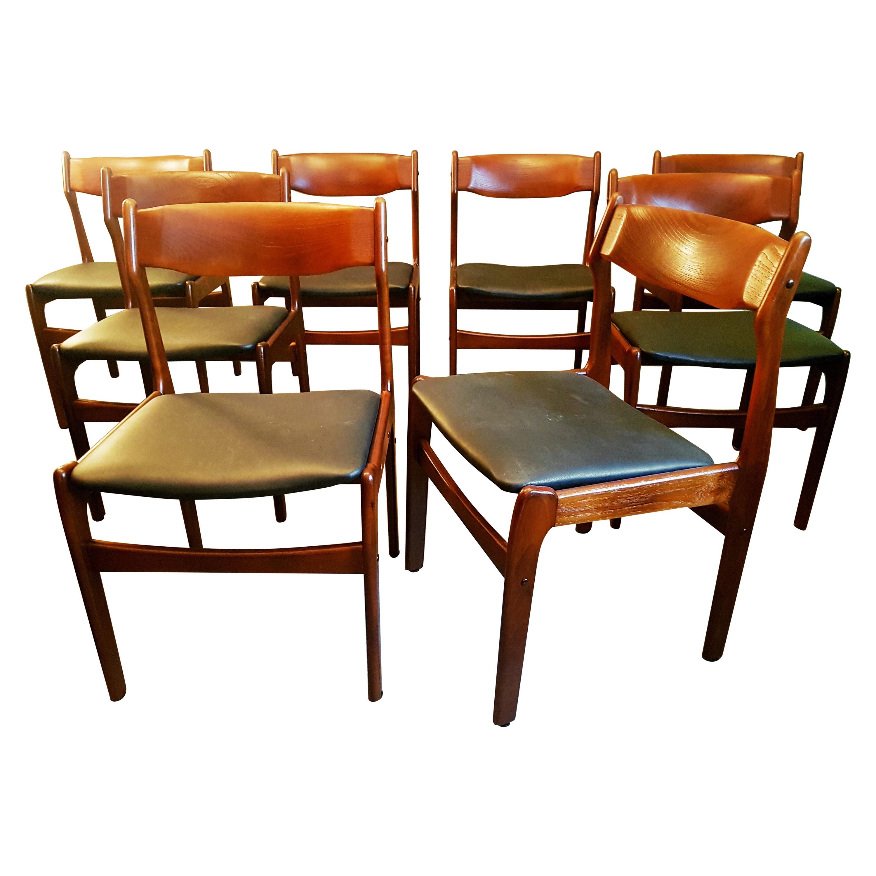 Midcentury Set of 8 Refinished Danish Erik Buch Dining Chairs in Teak, 1960
