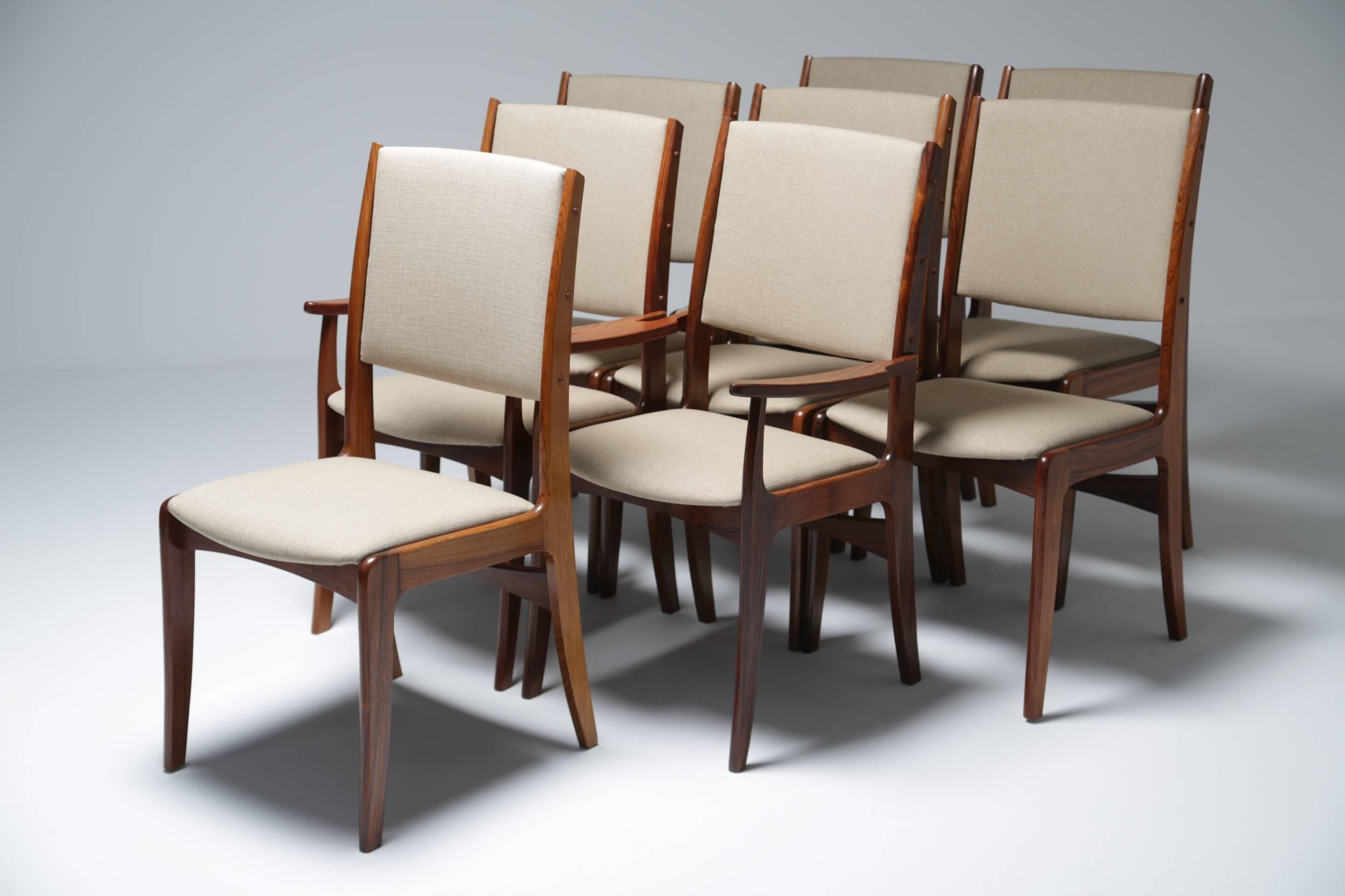 Mid-Century Modern Midcentury Set of eight Rosewood Dining Chairs by Johannes Andersen
