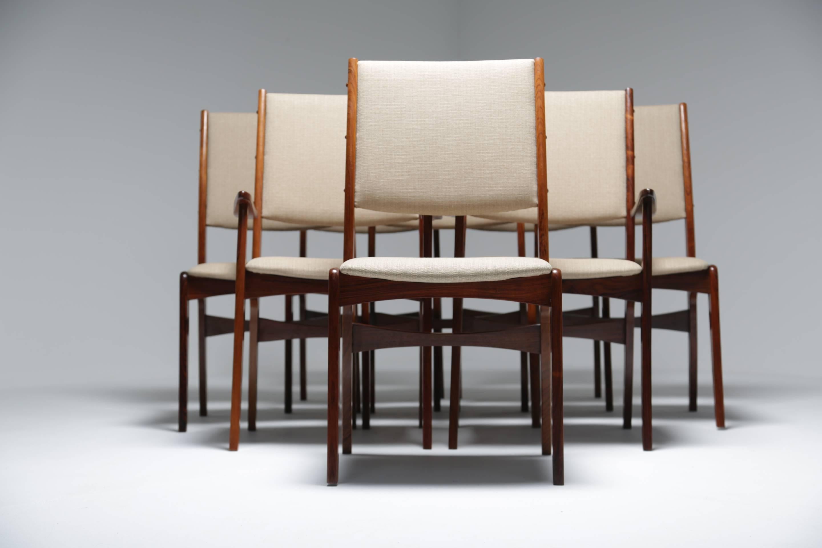 Danish Midcentury Set of eight Rosewood Dining Chairs by Johannes Andersen