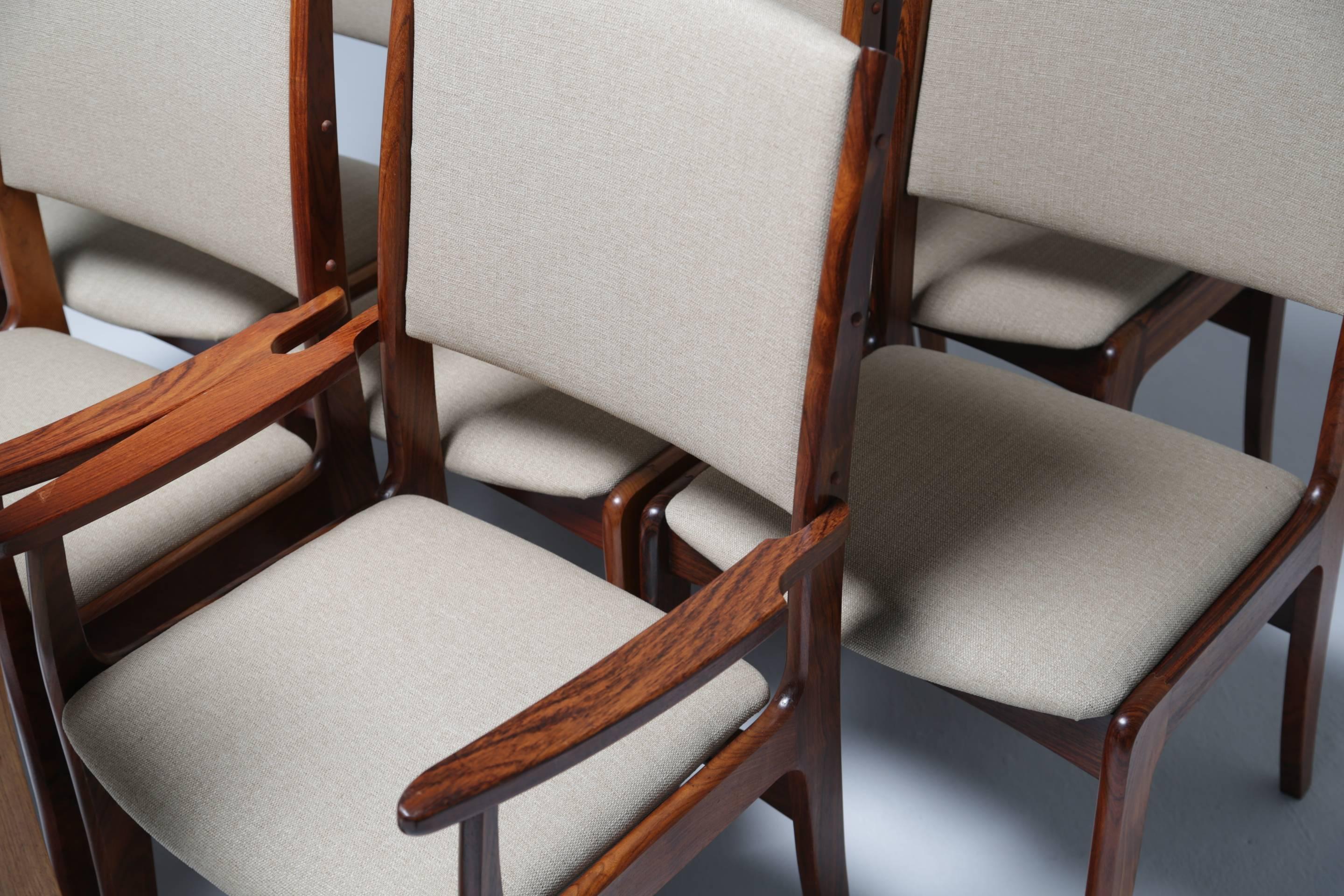 Midcentury Set of eight Rosewood Dining Chairs by Johannes Andersen 1