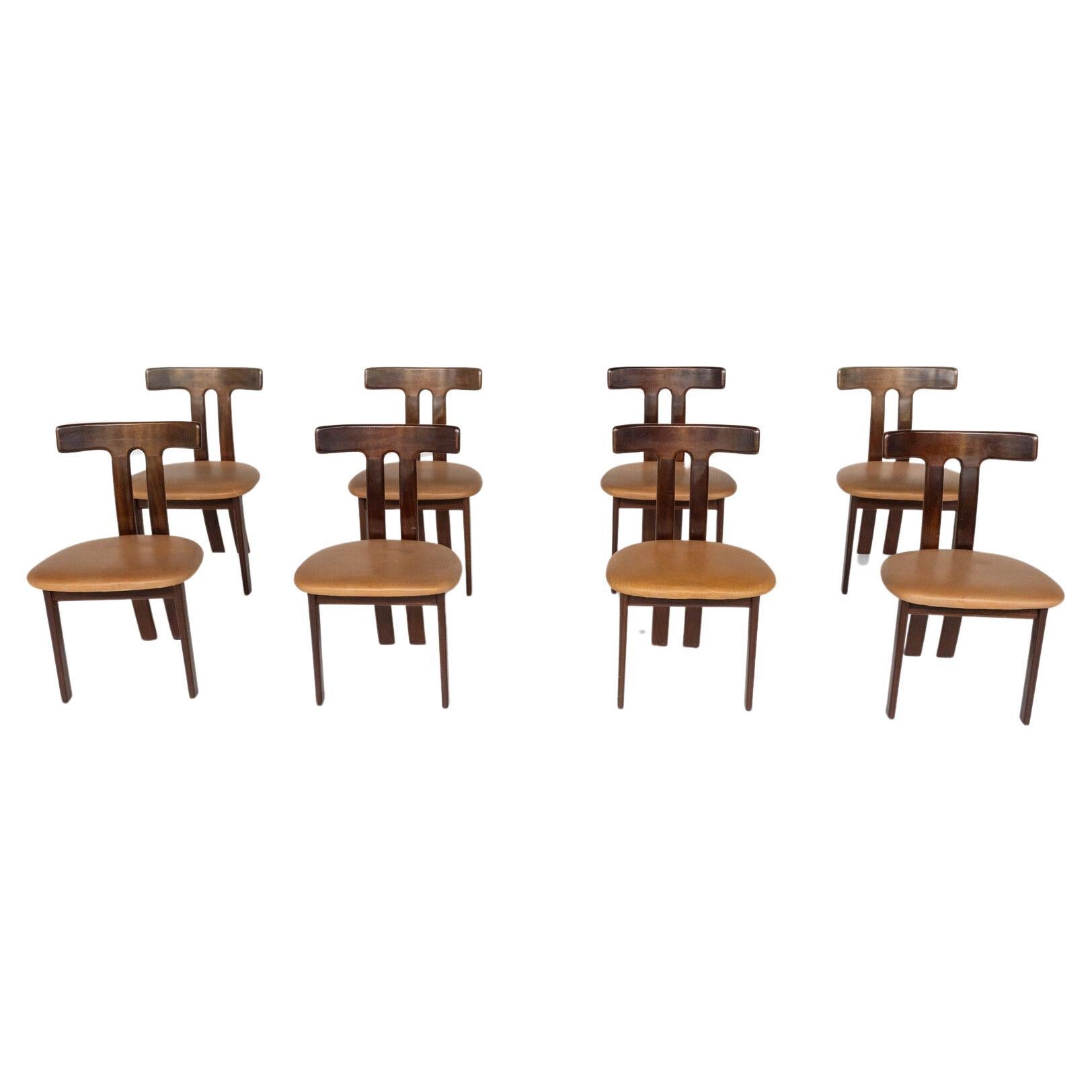 Mid-Century Set of 8 T Chairs, Scandinavian Style, 1960s For Sale