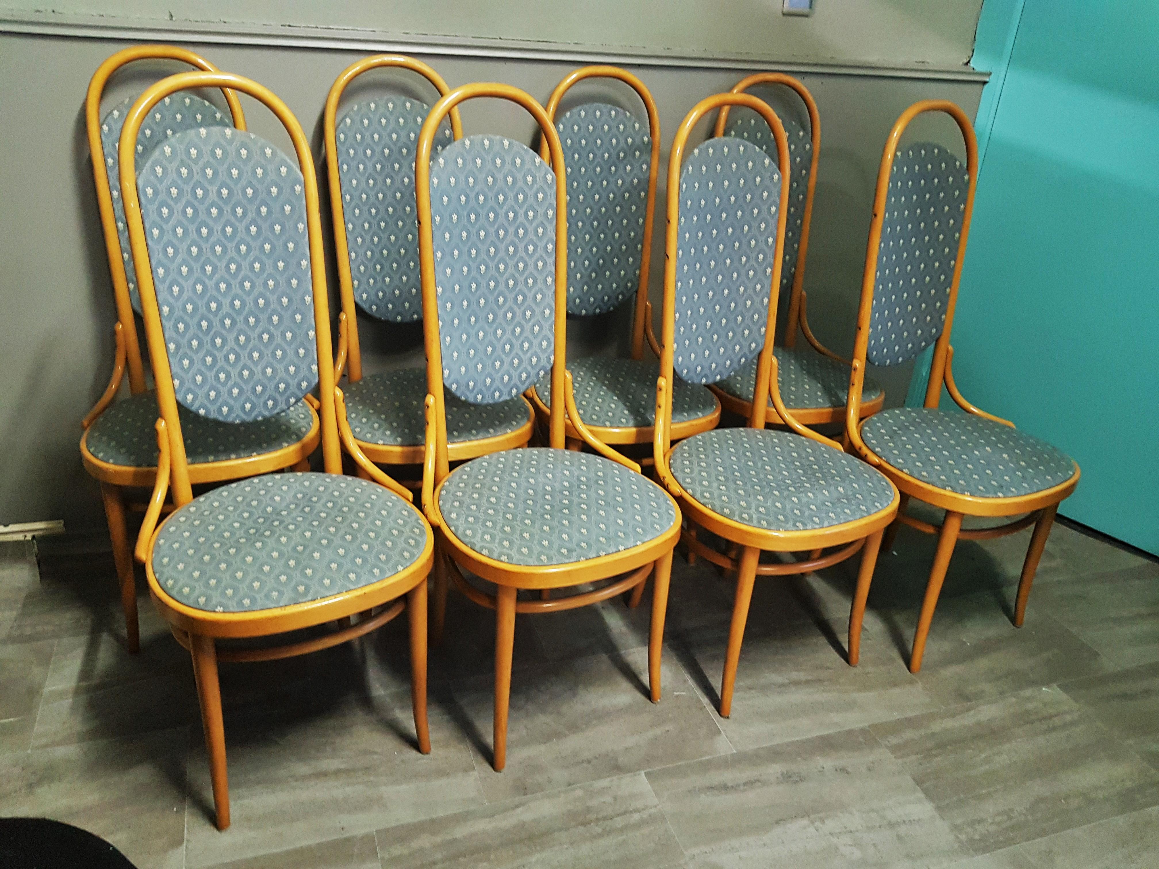 Midcentury Set of 8 Thonet High Back Bentwood Dining Chairs 8