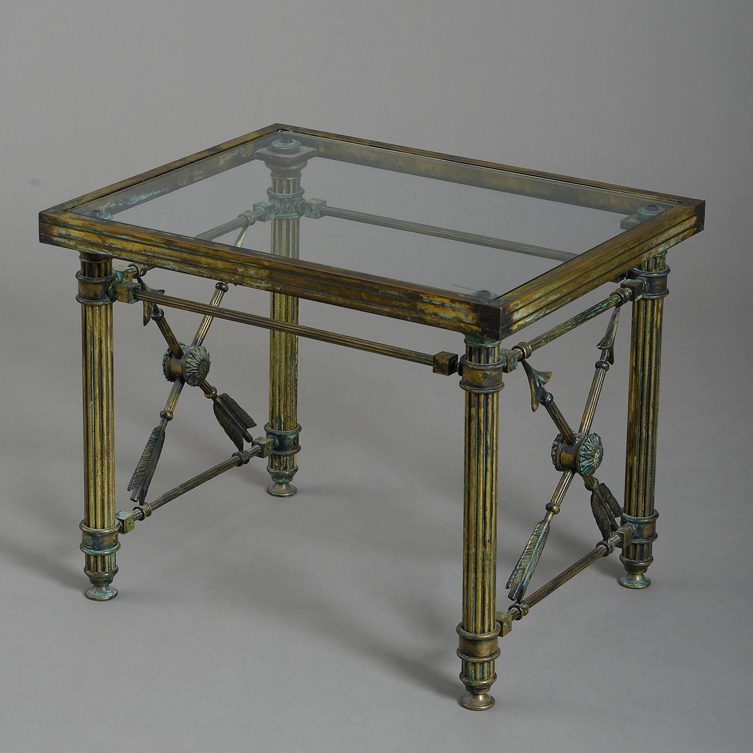 Neoclassical Revival Mid-Century Set of Bronzed Metal Tables For Sale