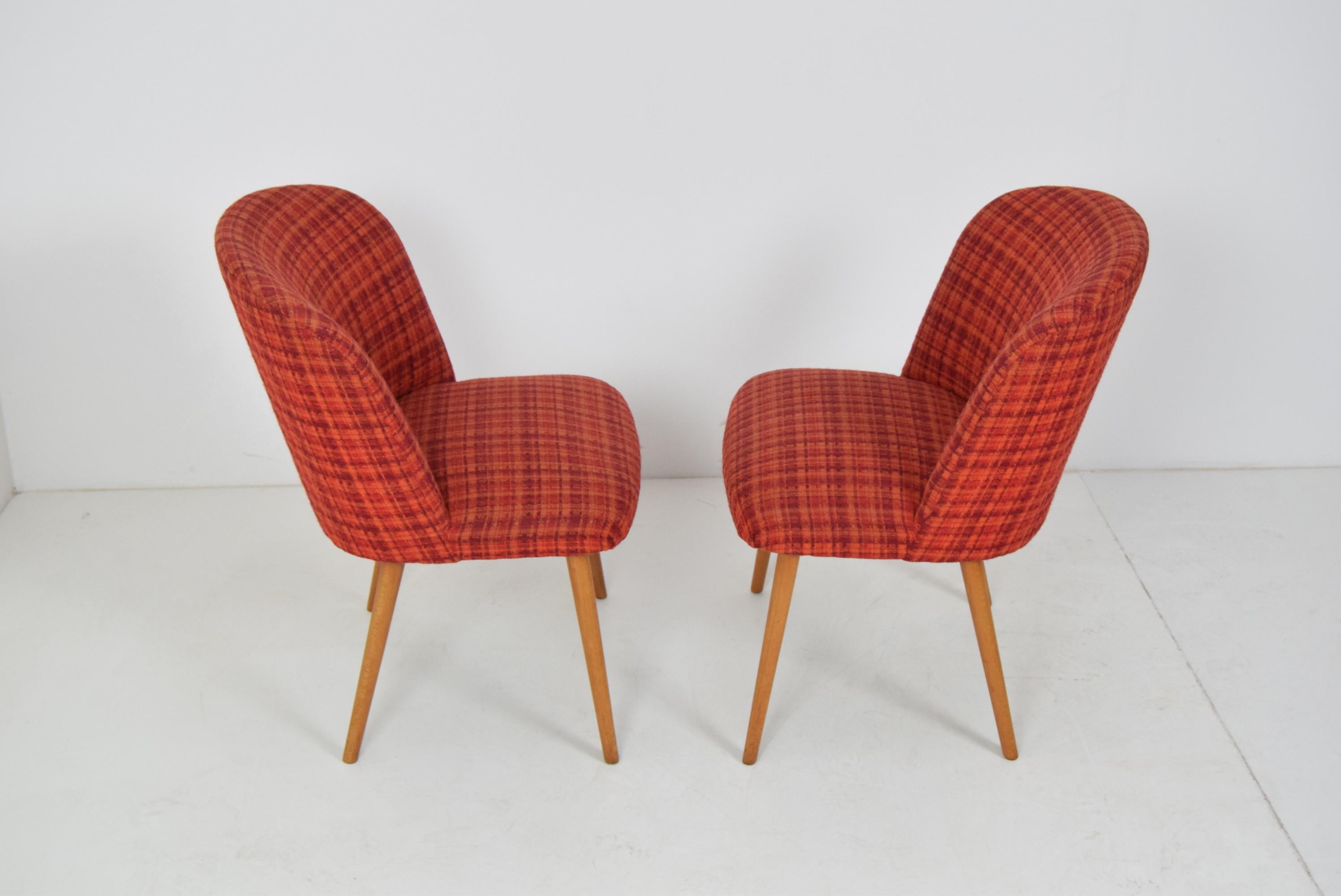 Czech Midcentury Set of Designed Upholstered Chairs, 1960s For Sale