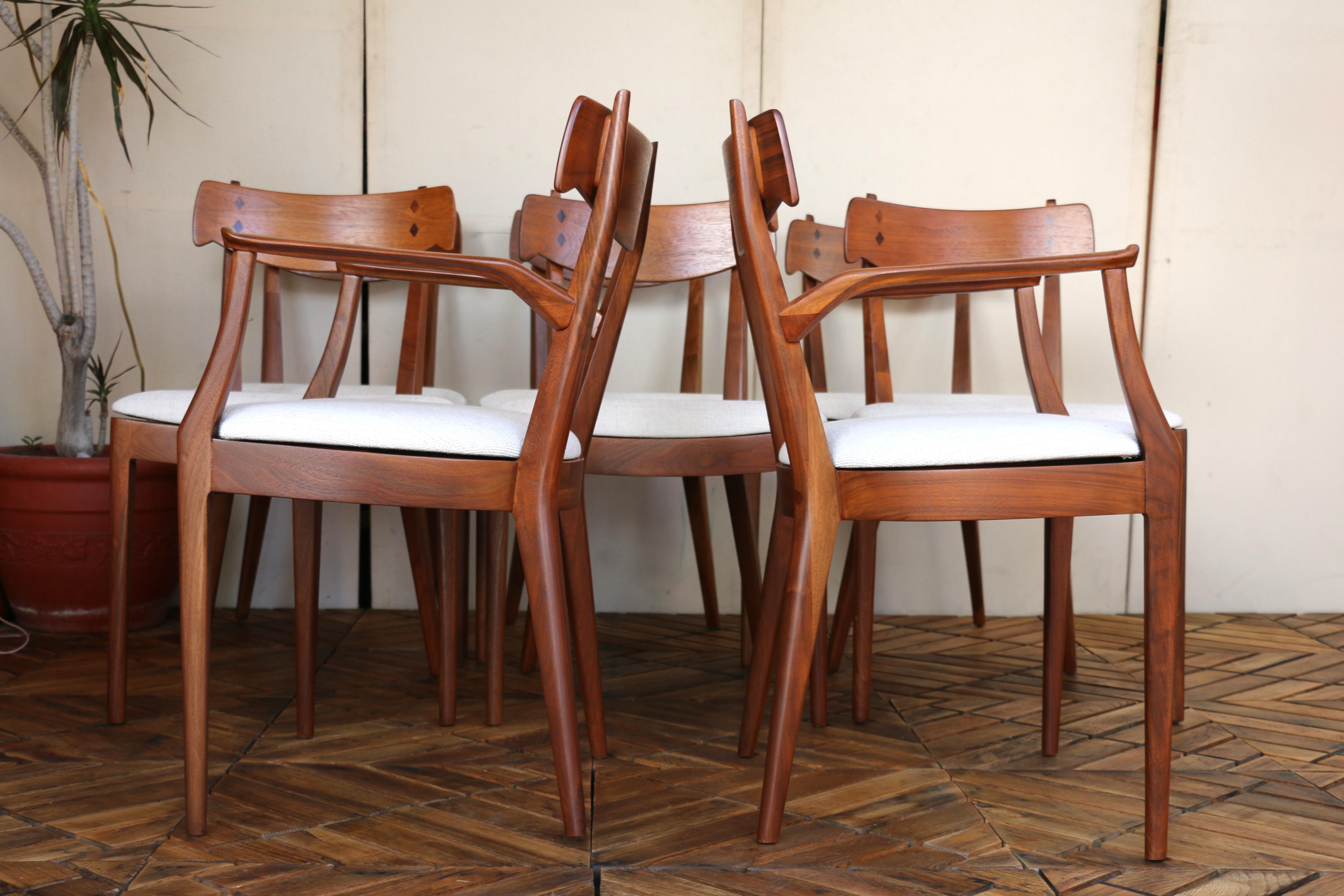 Set di otto sedie da pranzo di metà secolo di Kipp Stewart per Drexel 
