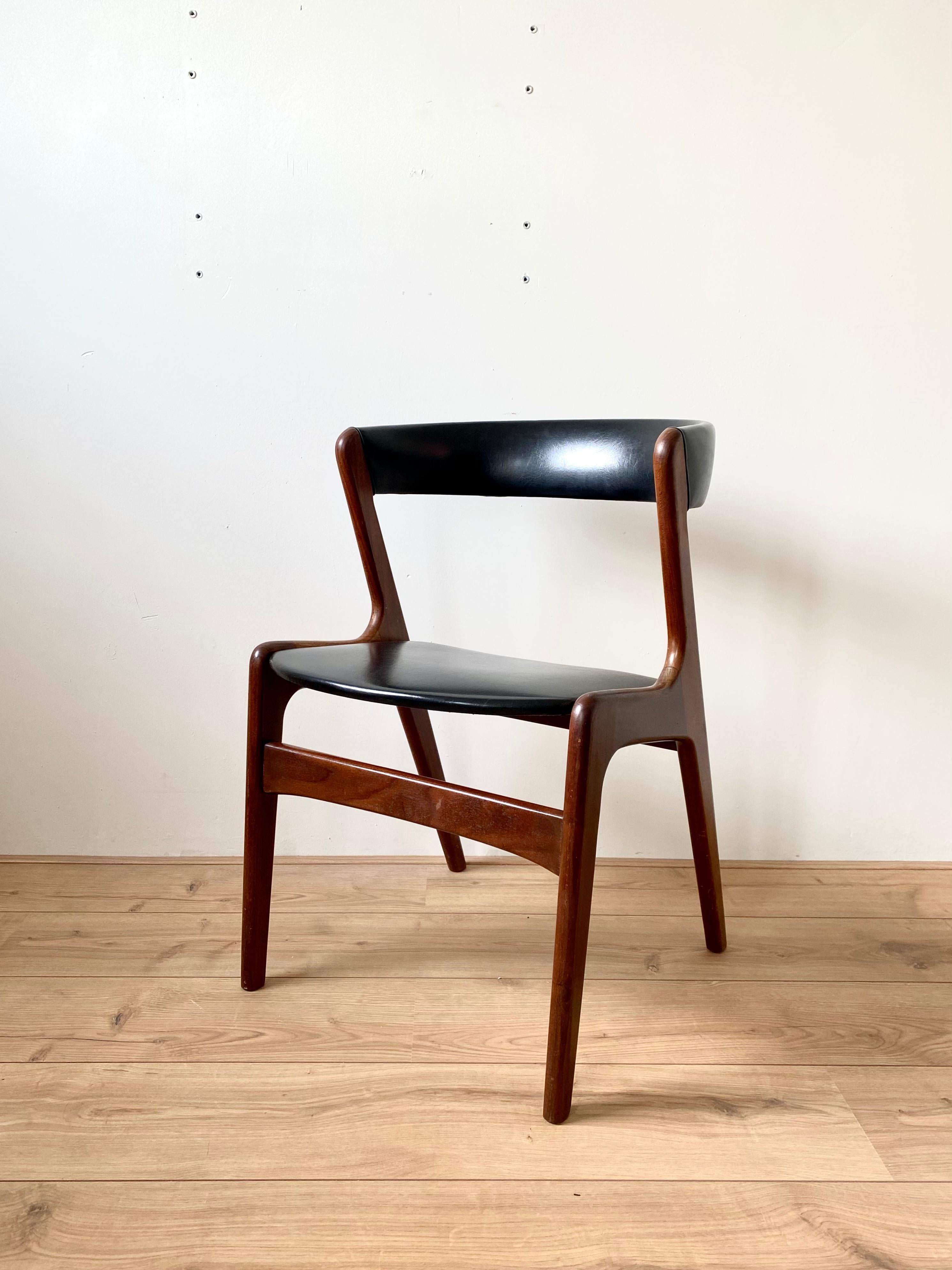 Faux Leather Midcentury Danish Design Dining Chairs By T.H. Harlev for Farstrup Mobler. For Sale