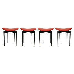 Ensemble de quatre tabouretsLutrario conçu par Carlo Mollino, Italie, 1959